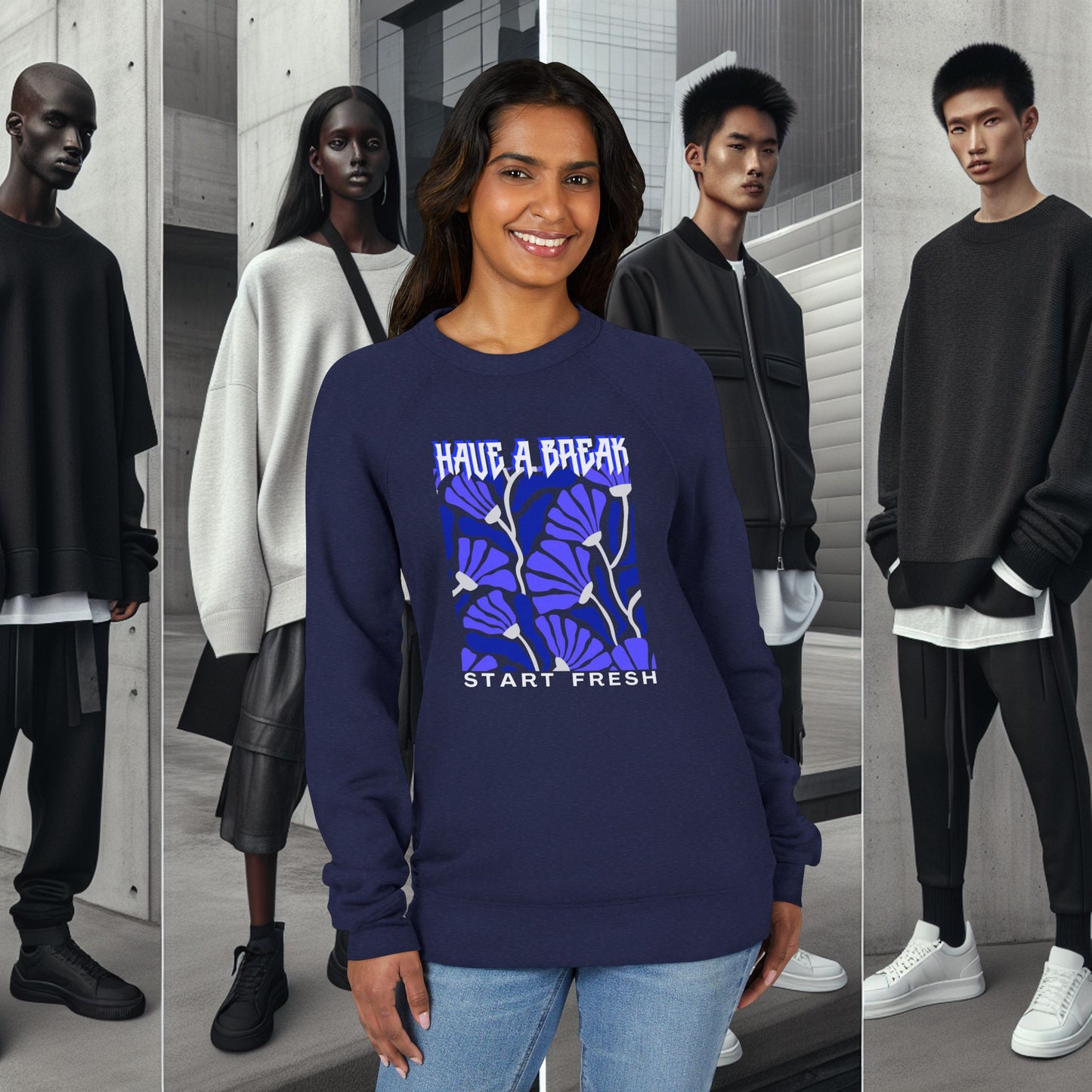 Unisex Sponge Fleece Raglan Sweatshirt_ Series UWD 062_ Limited Edition Cozy Fashion Streewear by WesternWaves: