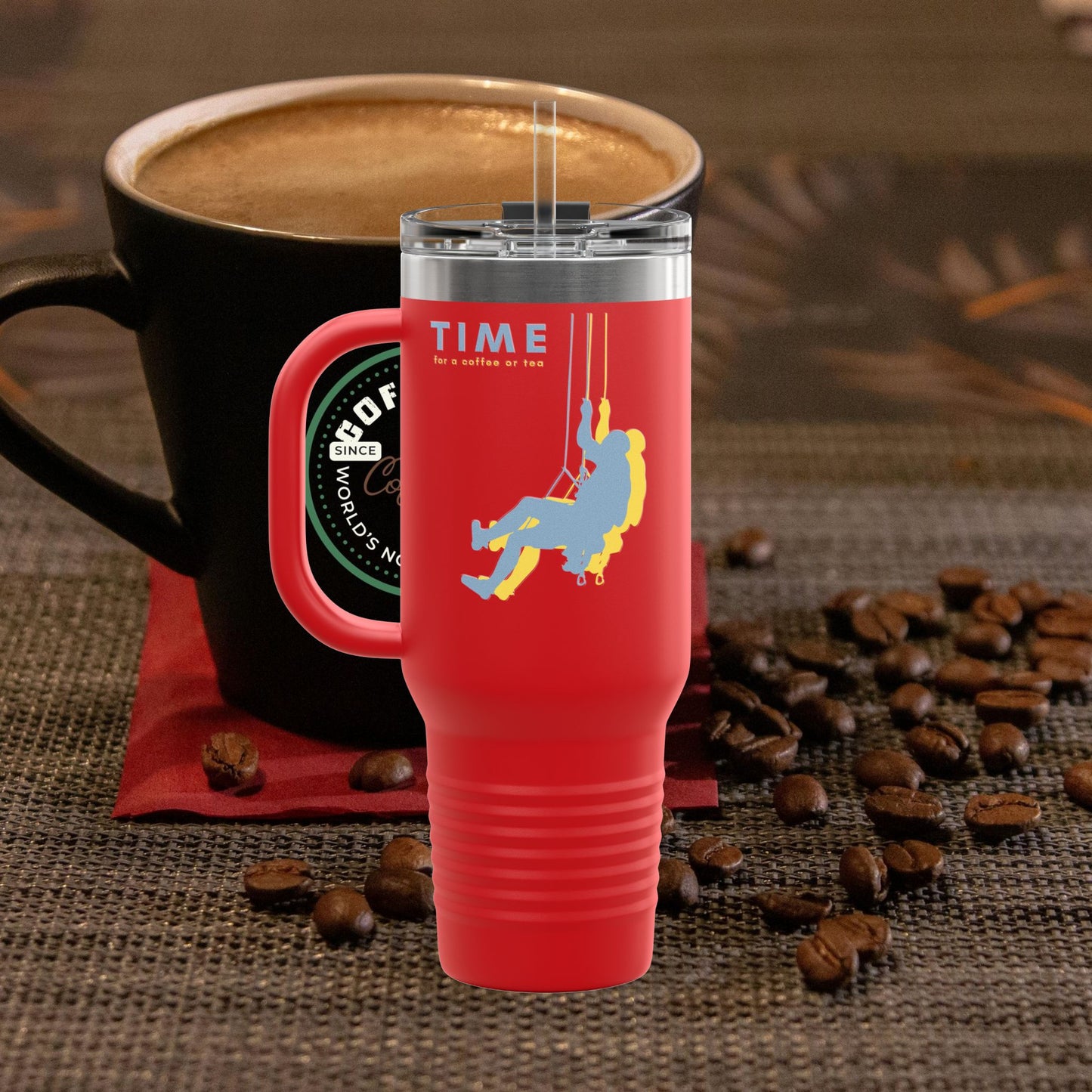 Adventure Insulated Travel Mug_ 40oz with Time & Freedom Design_ N7+ Series AITMUG PT2WW001_ Limited Edition by WesternWaves: