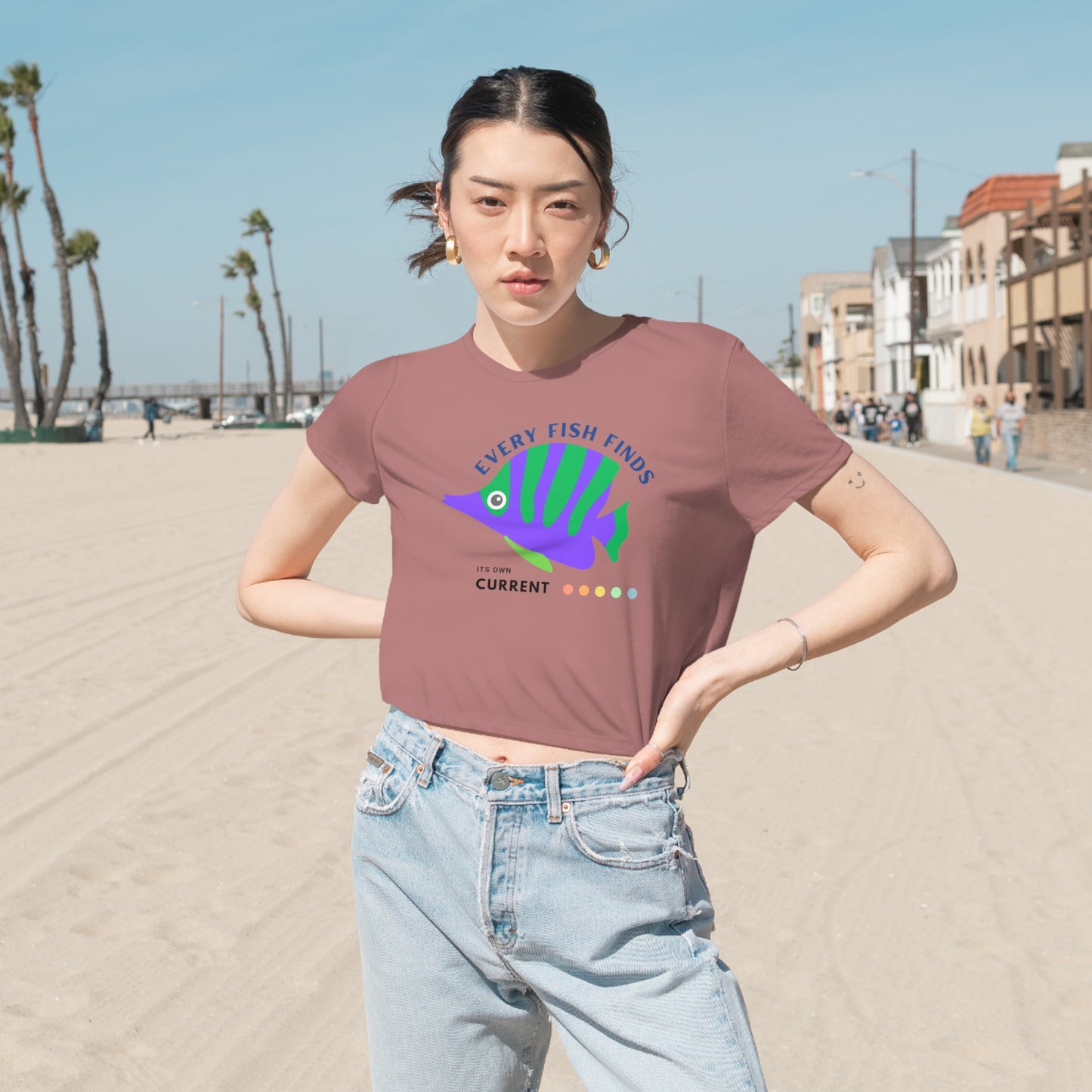 Women's Flowy Cropped Tee_ N+ Series WFCT PT2WW001_ Chic Comfort Tee by Bella + Canvas_ Limited Edition by WesternWaves: