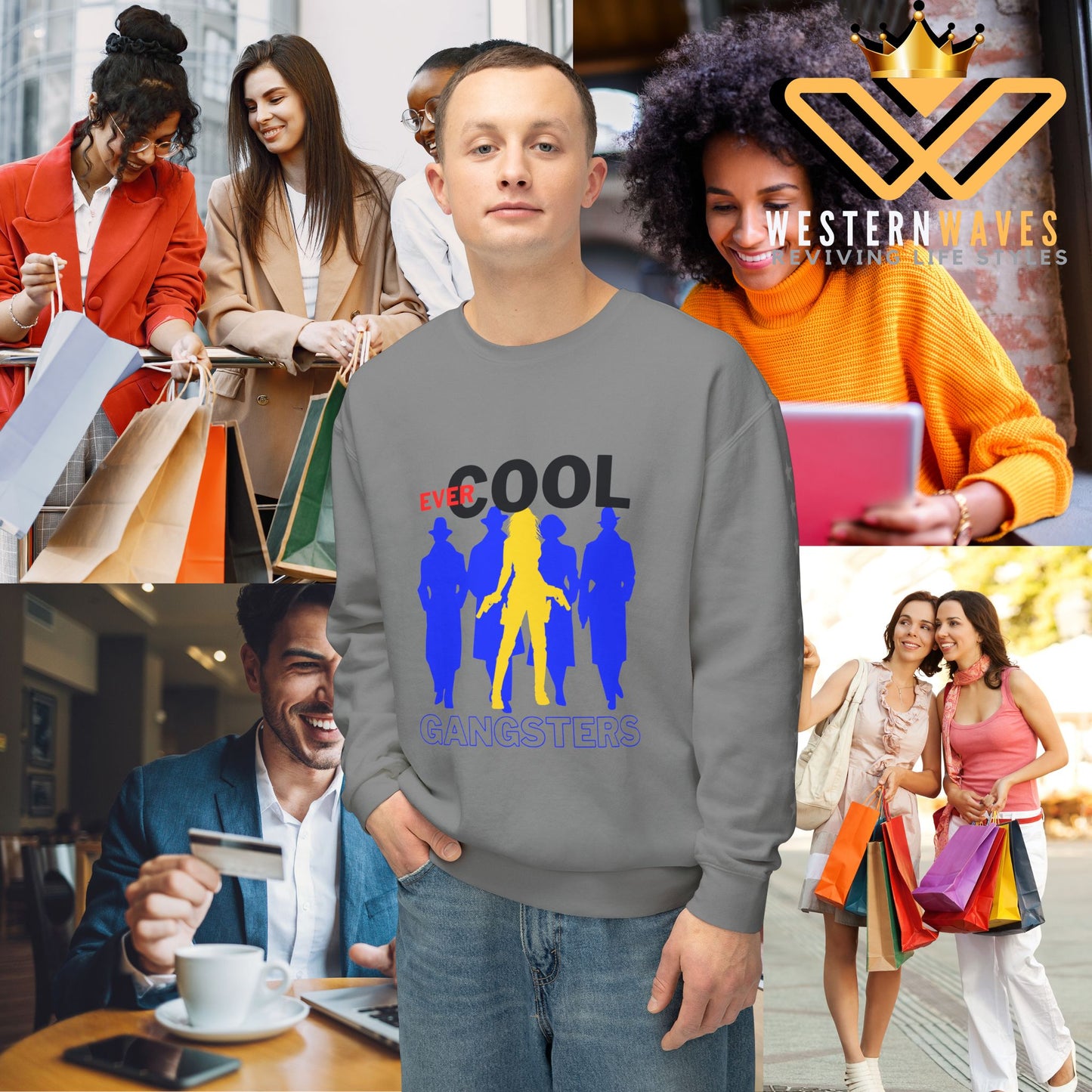 Unisex Lightweight Crewneck Sweatshirt_ N3+ Series ULWCSS PT2WW001_ Limited Edition by WesternWaves: