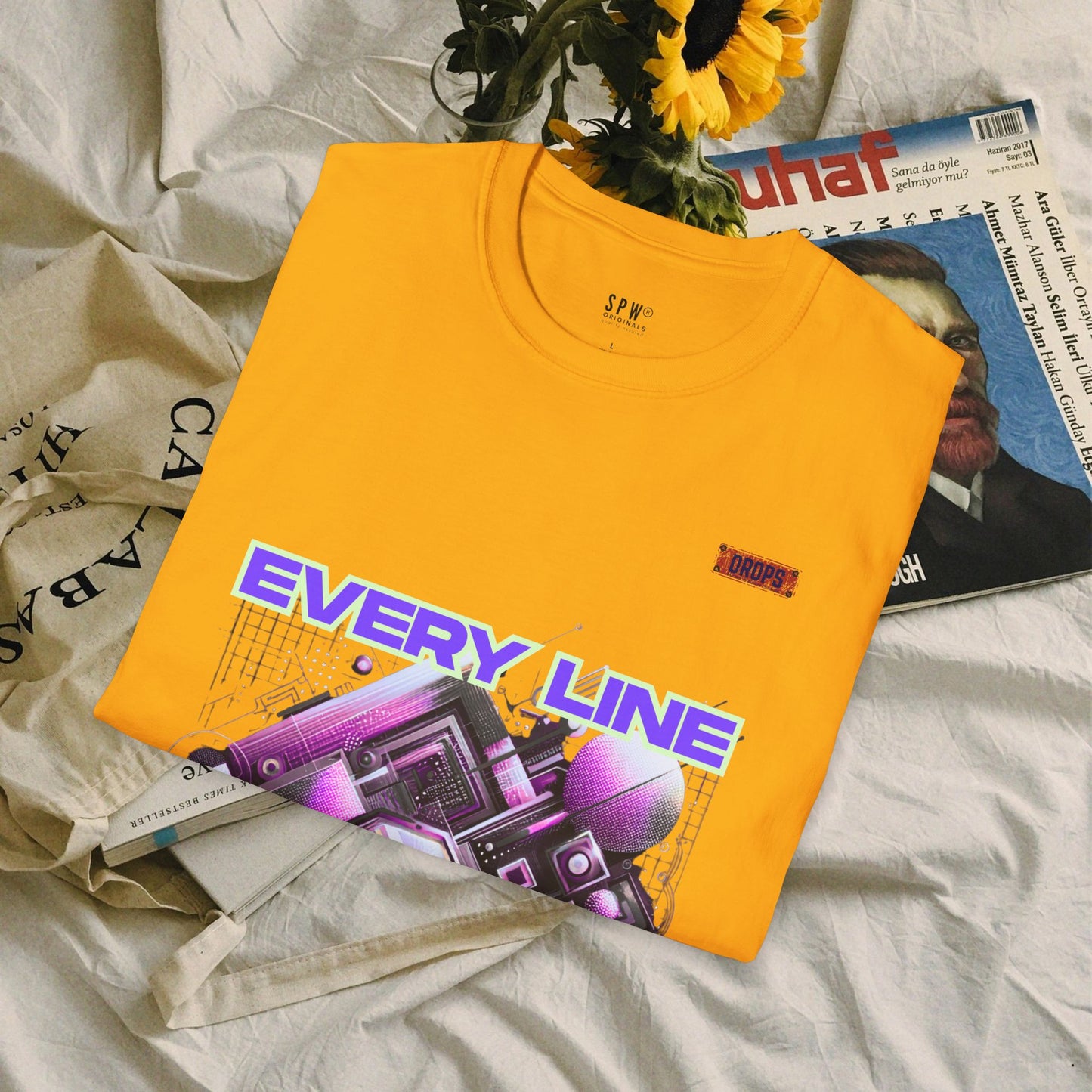 Every Line Graphic Unisex Softstyle T-Shirt | Retro Art Tee, Casual Wear, Gift for Art Lovers, Streetwear, Everyday Style
