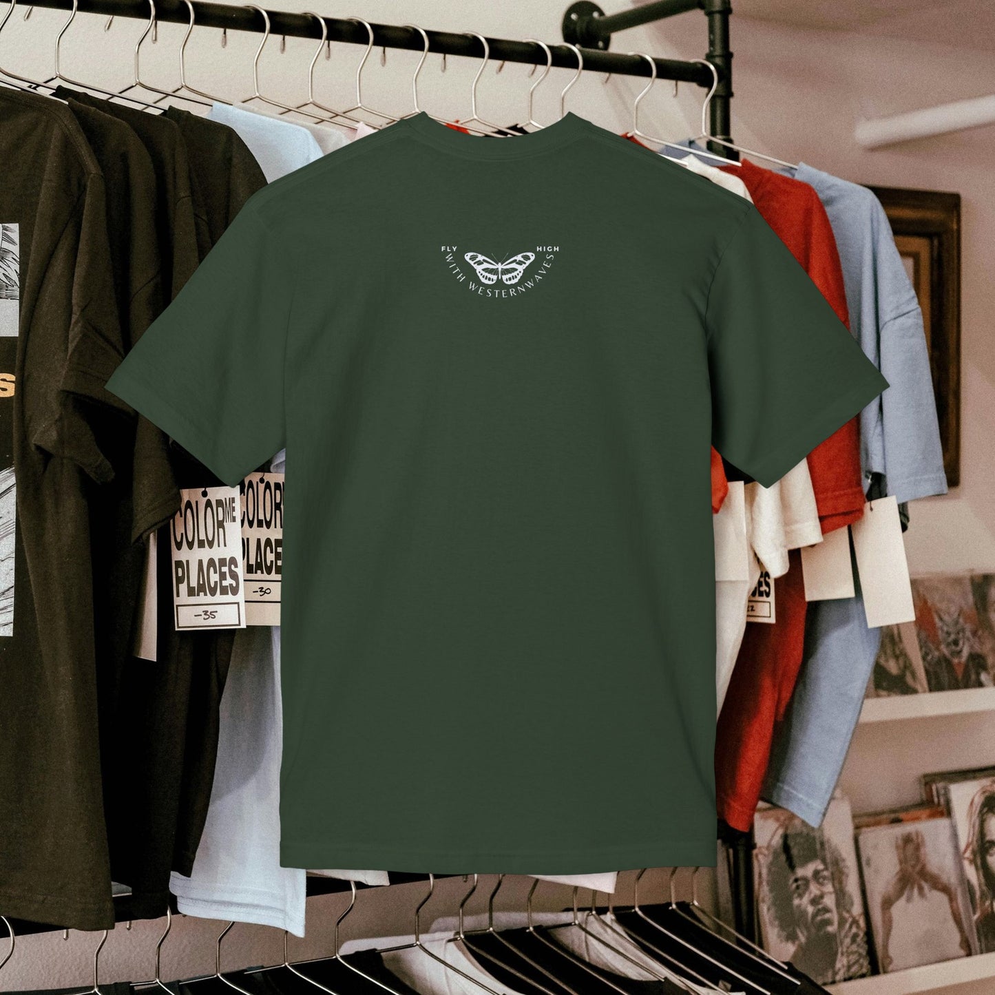 Unisex Midweight T-shirt, Made in USA_ N+ Series UMTS PT2WW007_ Limited Edition Design by WesternWaves: