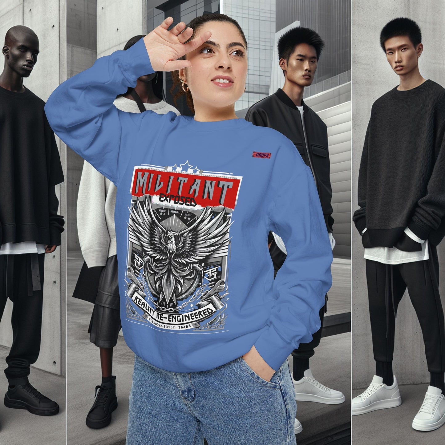 Unisex Garment-Dyed Sweatshirt_ N8+ Series SPW USMWSSFCNSS PT2WW001_ Limited Edition by WesternWaves: