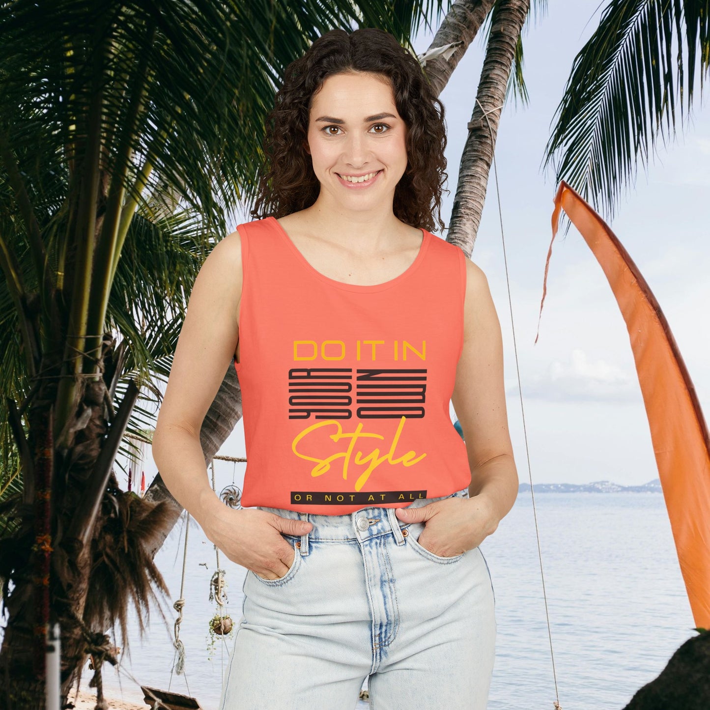 Unisex Garment-Dyed Tank Top_ N2+ Series USGDTT PT2WW015_ Limited Edition Comfort & Style by WesternWaves: