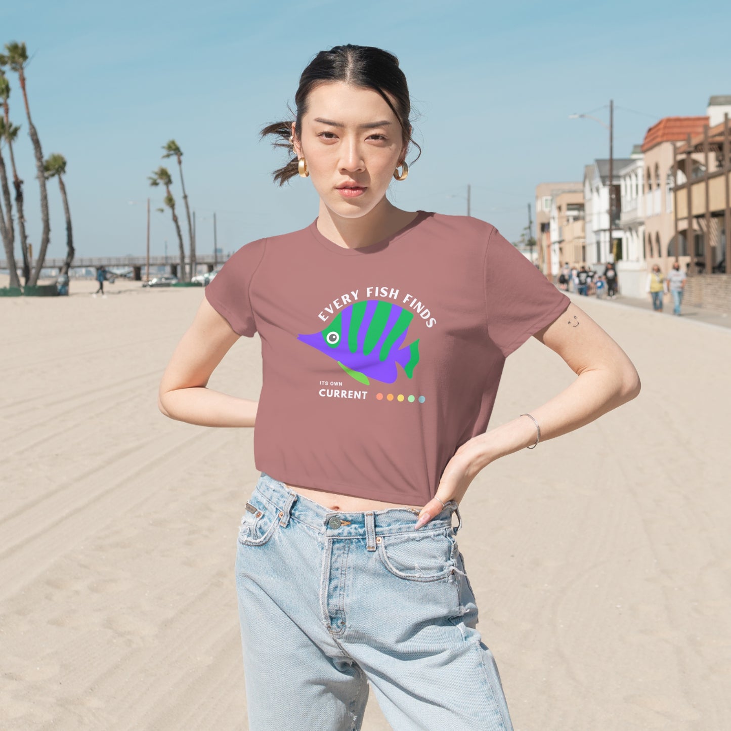 Women's Flowy Cropped Tee_ N+ Series WFCT PT2WW002_ Chic Comfort Tee by Bella + Canvas_ Limited Edition by WesternWaves: