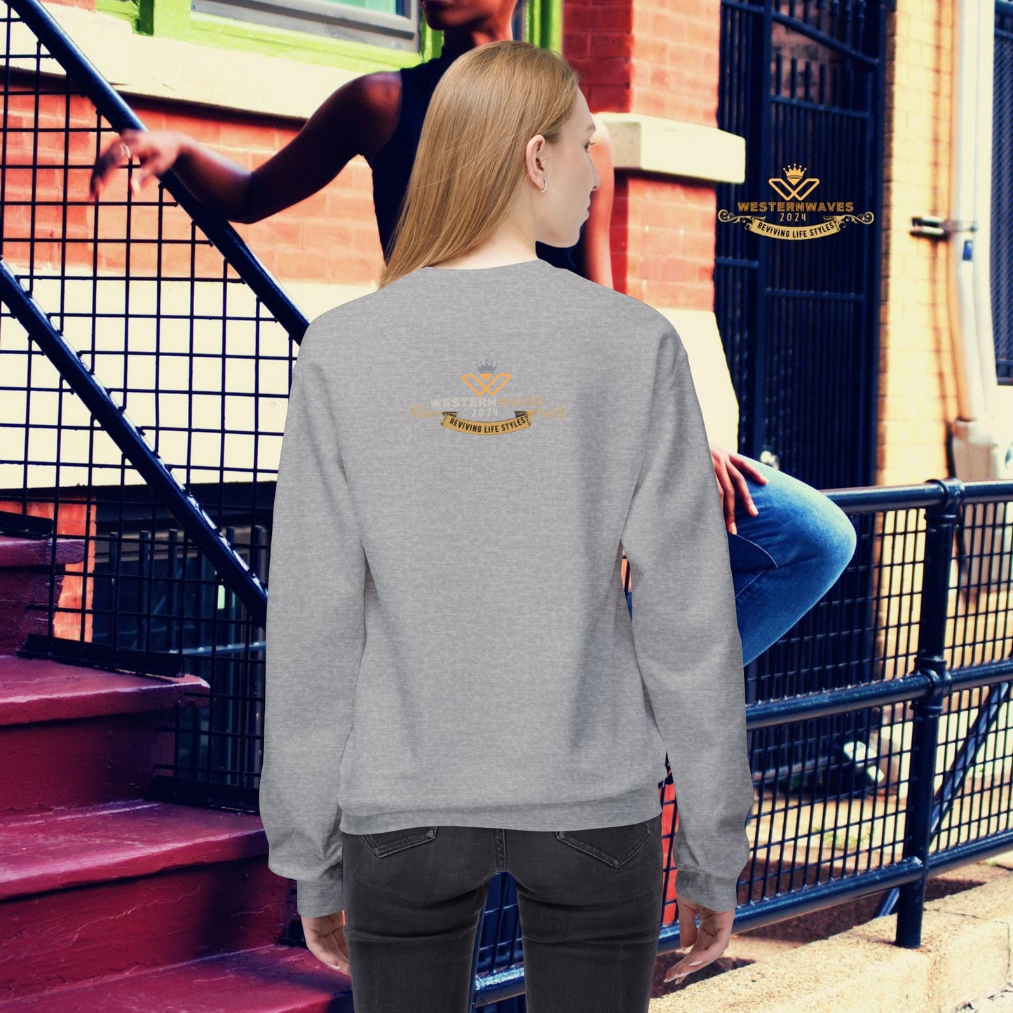 Unisex Midweight Fleece Crewneck Sweatshirt_ N3+ Series UXMWFCS PT2WW015_ WesternWaves Signature Limited Edition: