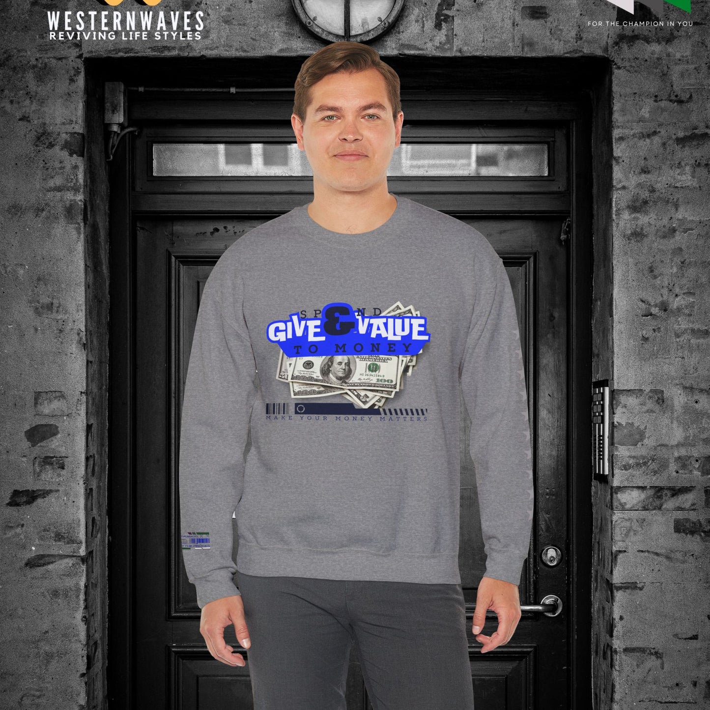 Unisex Heavy Blend™ Crewneck Sweatshirt_ N3+ Series UHBCSS PT2WW036_ Limited Edition Pure Luxury By WesternWaves: