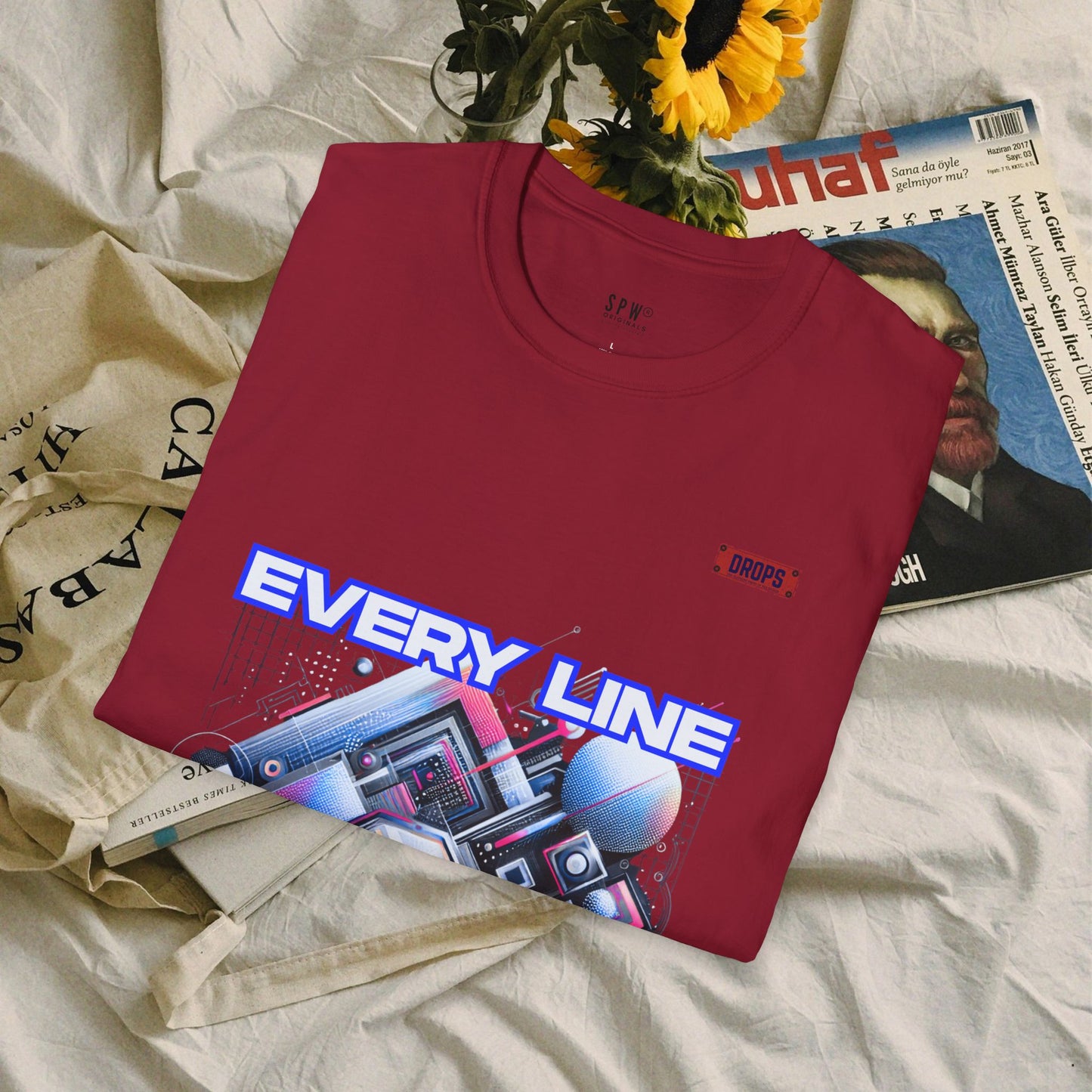 Every Line Graphic Unisex Softstyle T-Shirt | Retro Art Tee, Casual Wear, Gift for Art Lovers, Streetwear, Everyday Style