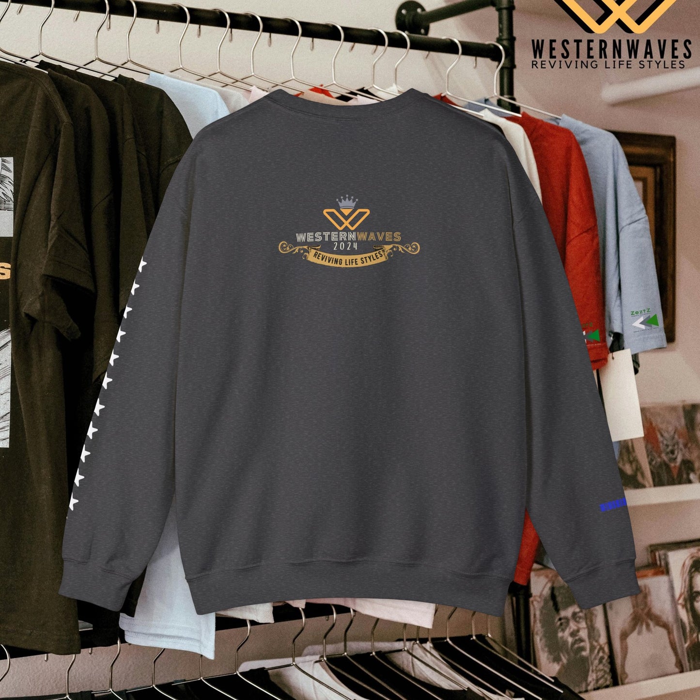 Unisex Heavy Blend™ Crewneck Sweatshirt_ N3+ Series UHBCSS PT2WW005_ Limited Edition Pure Luxury By WesternWaves: