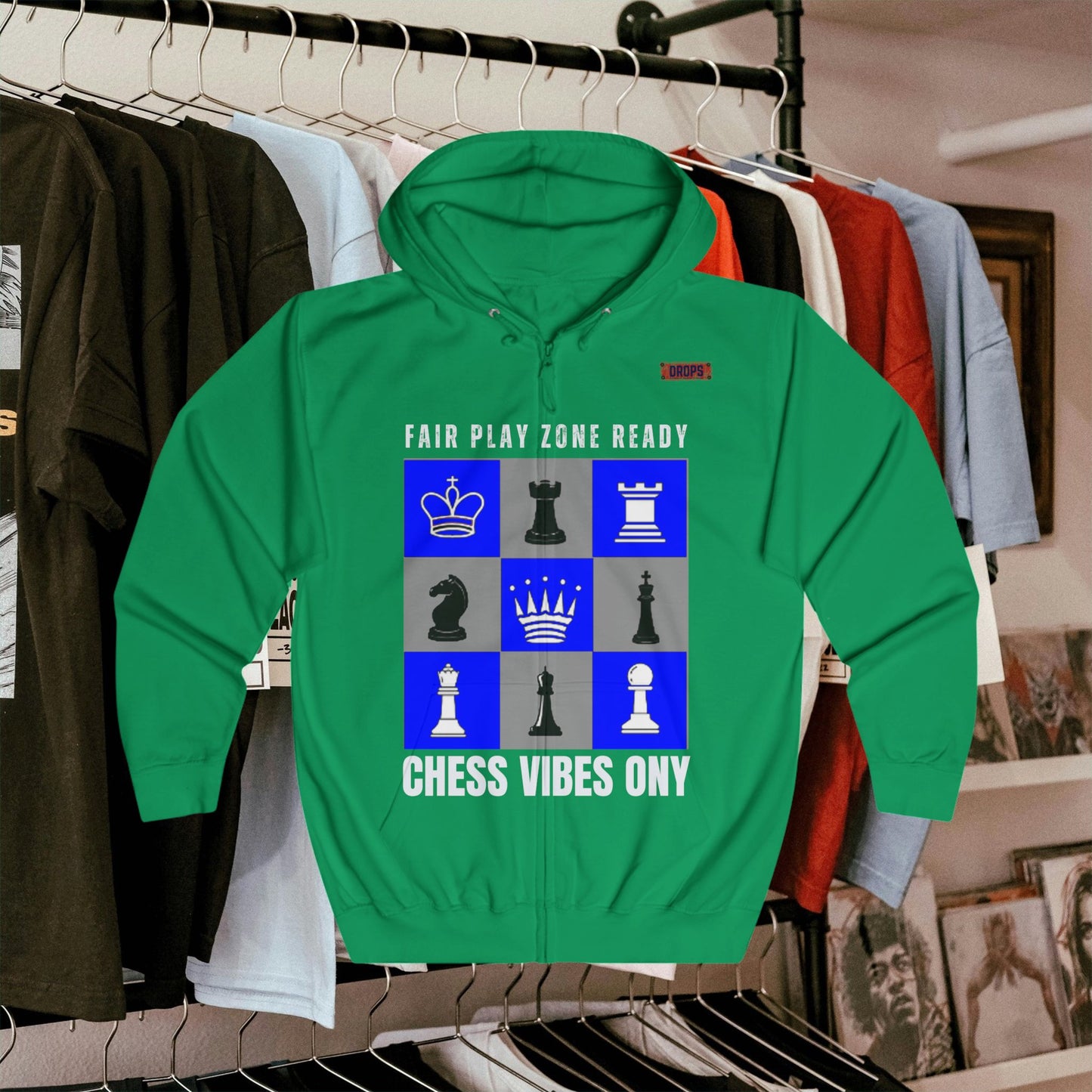 Unisex Full Zip Hoodie_ UWDP3_ Series N8+ USFZH PT2WW001_ Limited Edition Unique Chess Merch by WesternWaves: