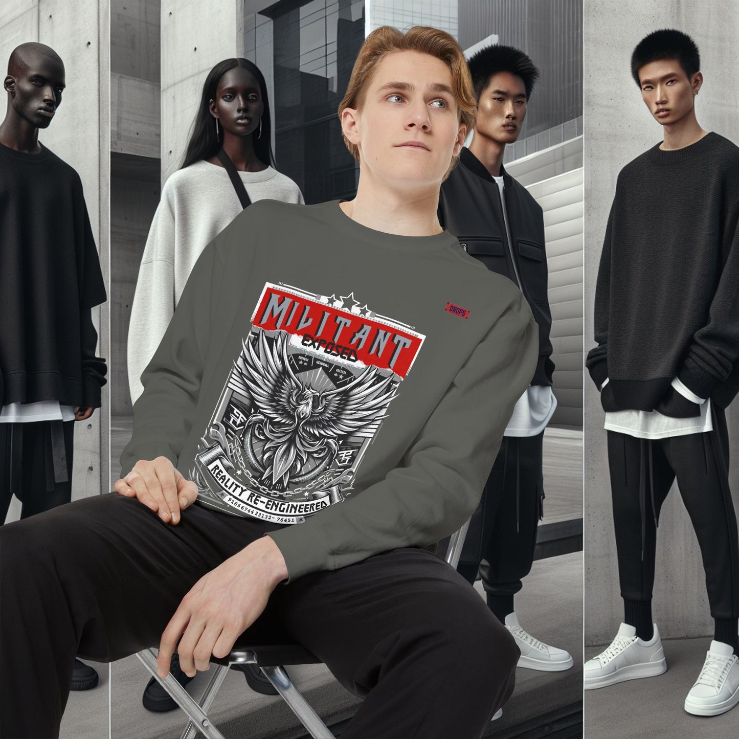 Unisex Garment-Dyed Sweatshirt_ N8+ Series SPW USMWSSFCNSS PT2WW001_ Limited Edition by WesternWaves: