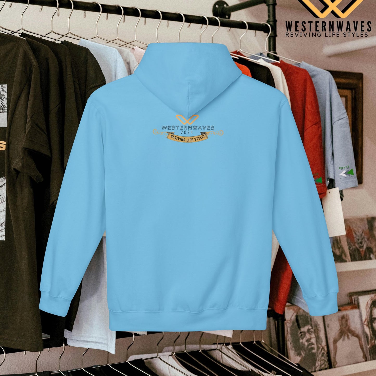 Unisex Midweight Softstyle Fleece Hoodie_ N3+ Series USMWSSFH PT2WW010_ Limited Edition Luxuriously Soft 100% Cotton Face by WesternWaves: