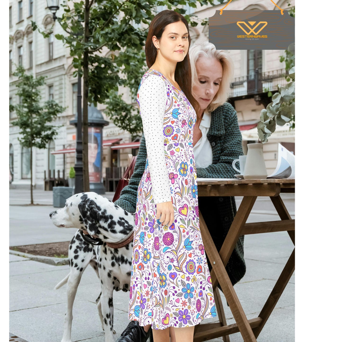 Women's Long Sleeve Dance Dress (AOP)_ N2 Series WLSDD PT2WW004_ Limited Edition Twirl & Shine Exclusively by WesternWaves: