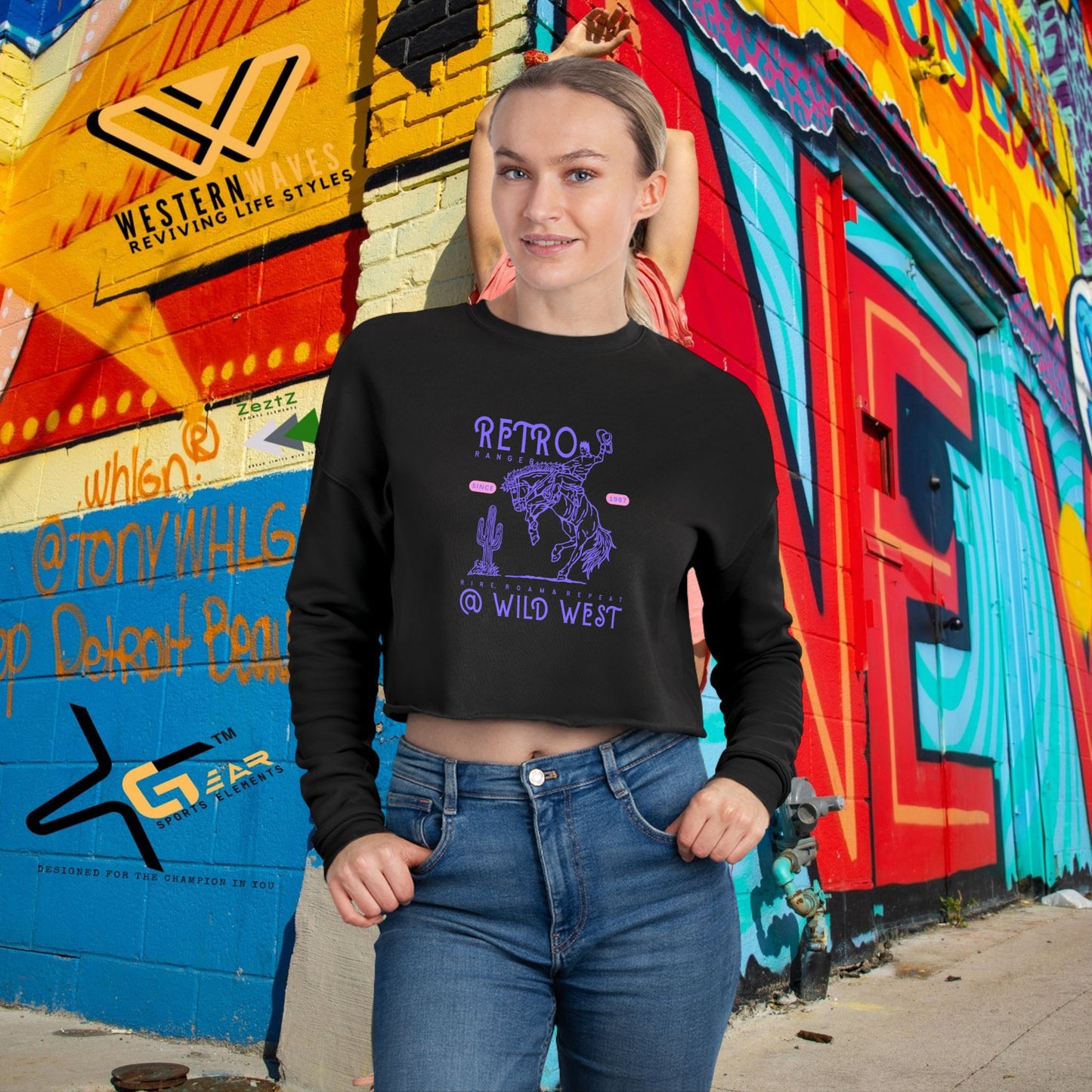 Women's Cropped Sweatshirt_ N2+ Series WCSS PT2WW002_ Limited Edition Utmost Comfort by WesternWaves: