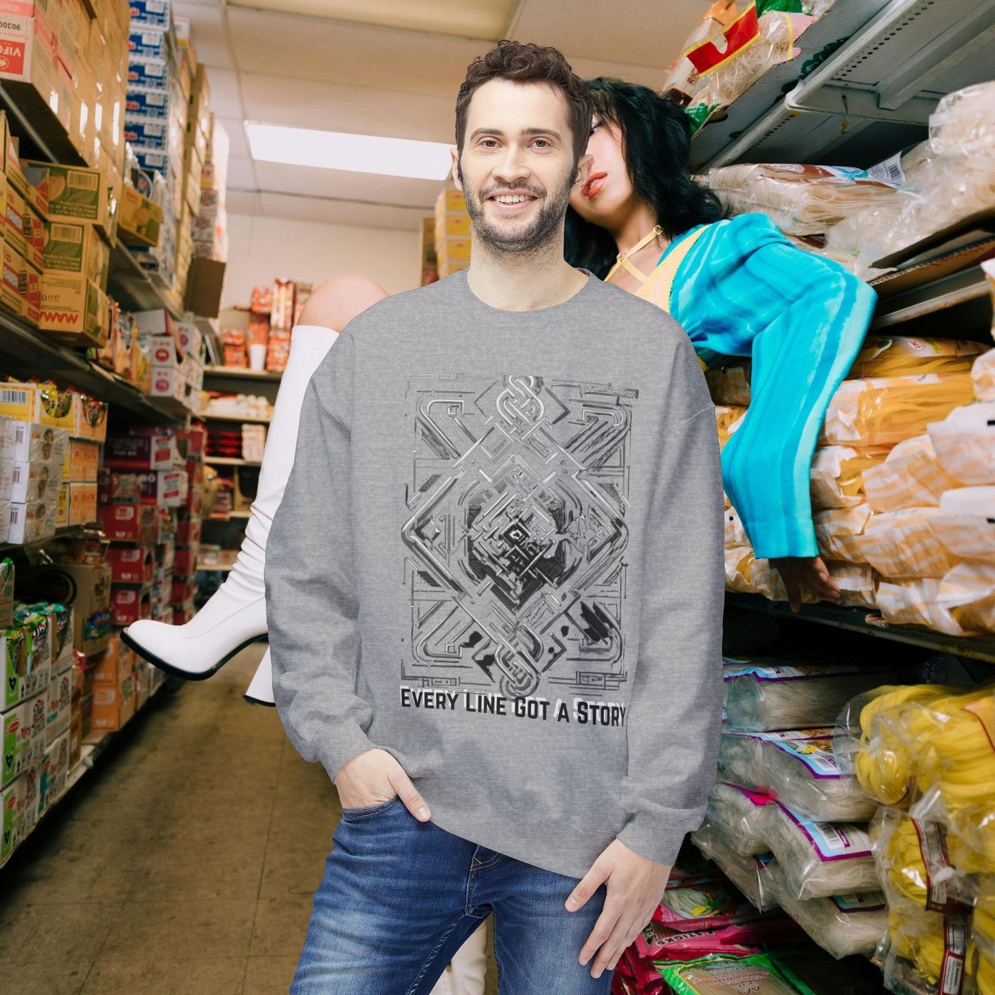 Every Line Got A Story Sweatshirt | Unisex Fleece Crewneck, Cozy Pullover, Artistic Gift, Casual Layer, Everyday Wear