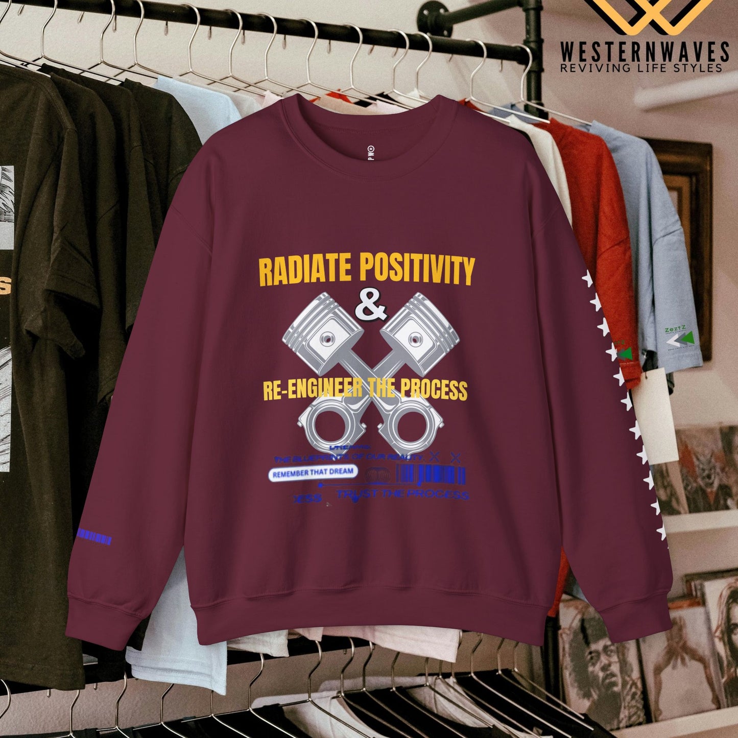 Unisex Heavy Blend™ Crewneck Sweatshirt_ N3+ Series UHBCSS PT2WW005_ Limited Edition Pure Luxury By WesternWaves: