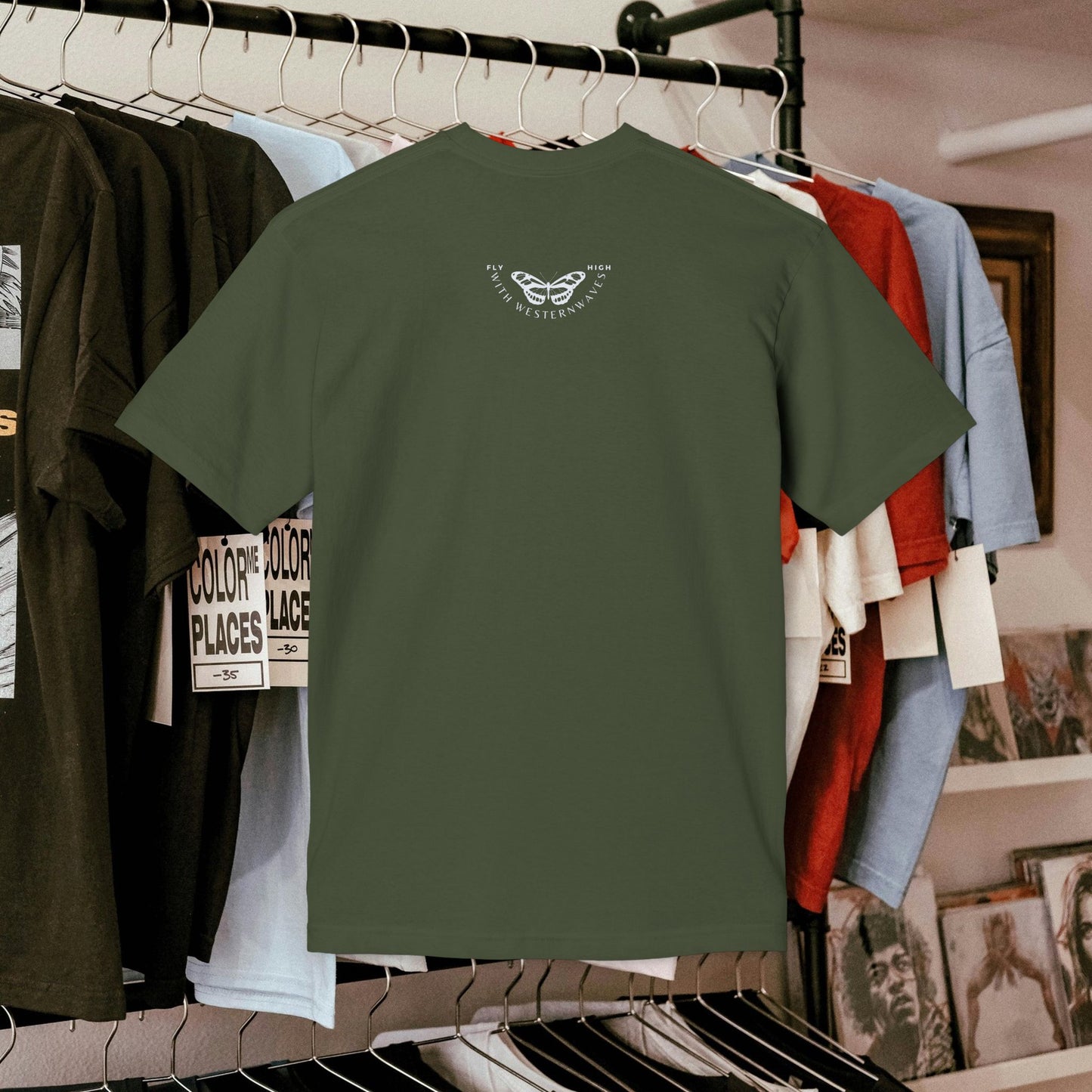 Unisex Midweight T-shirt, Made in USA_ N+ Series UMTS PT2WW007_ Limited Edition Design by WesternWaves:
