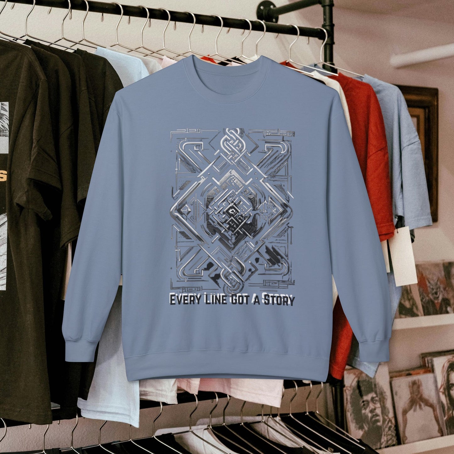 Every Line Got A Story Sweatshirt | Unisex Fleece Crewneck, Cozy Pullover, Artistic Gift, Casual Layer, Everyday Wear