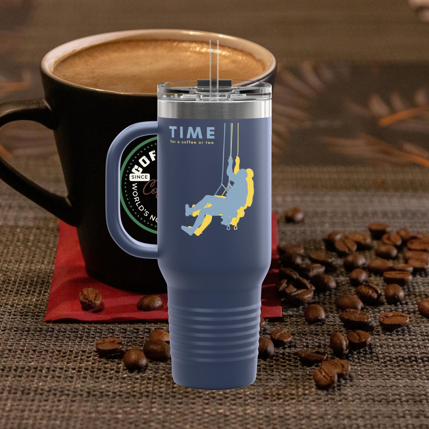 Adventure Insulated Travel Mug_ 40oz with Time & Freedom Design_ N7+ Series AITMUG PT2WW001_ Limited Edition by WesternWaves: