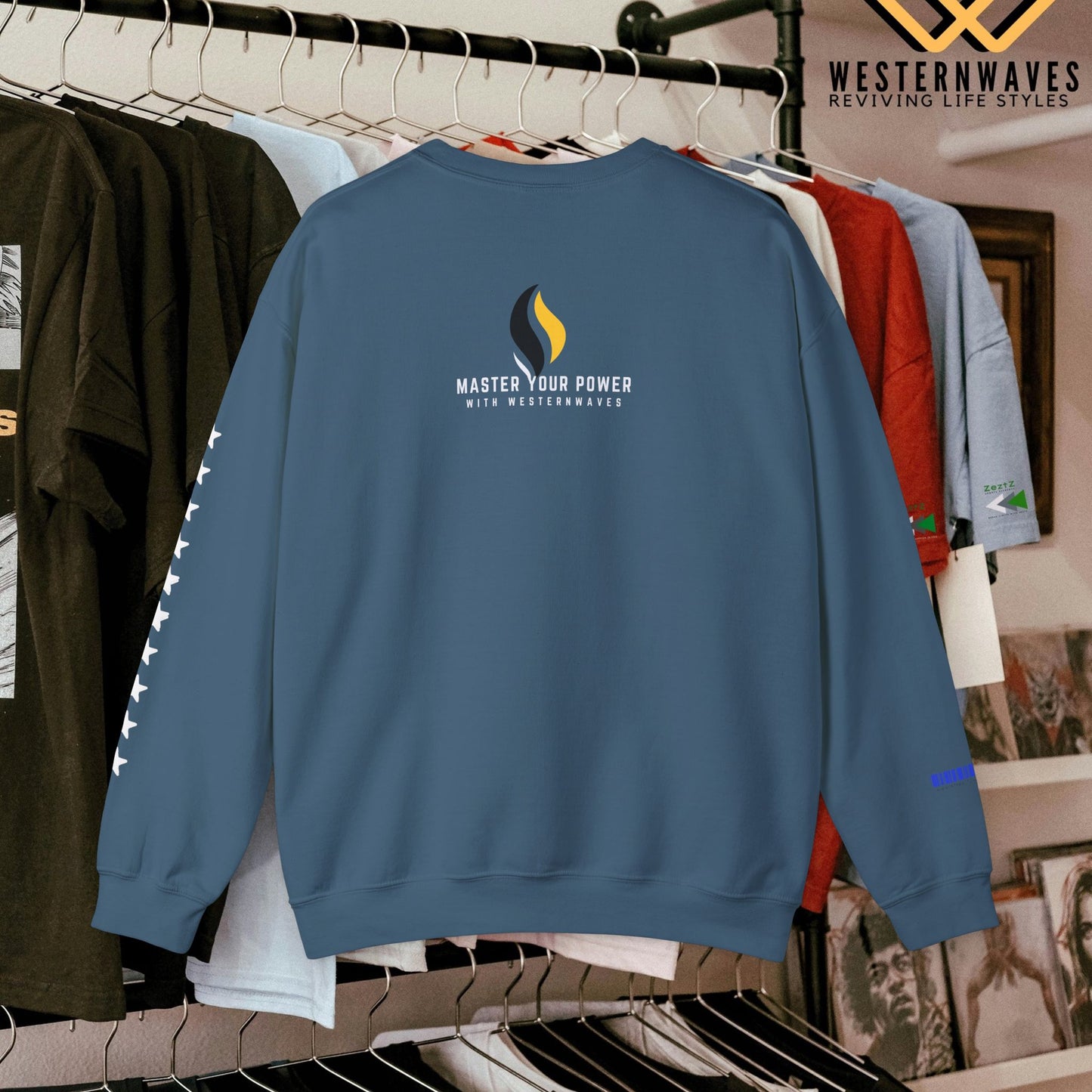 Unisex Heavy Blend™ Crewneck Sweatshirt_ N3+ Series UHBCSS PT2WW009_ Limited Edition Pure Luxury by WesternWaves: