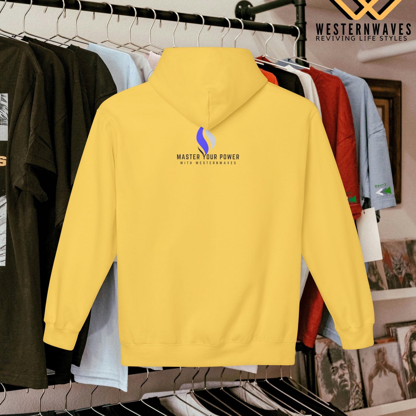 Unisex Midweight Softstyle Fleece Hoodie_ N3+ Series USMWSSFH PT2WW006_ Limited Edition Luxuriously Soft 100% Cotton Face by WesternWaves: