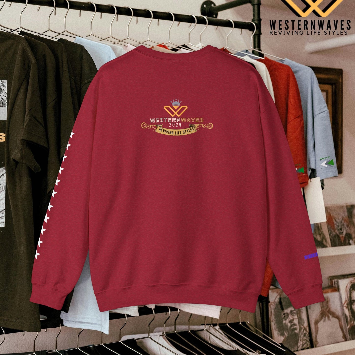 Unisex Heavy Blend™ Crewneck Sweatshirt_ N3+ Series UHBCSS PT2WW005_ Limited Edition Pure Luxury By WesternWaves: