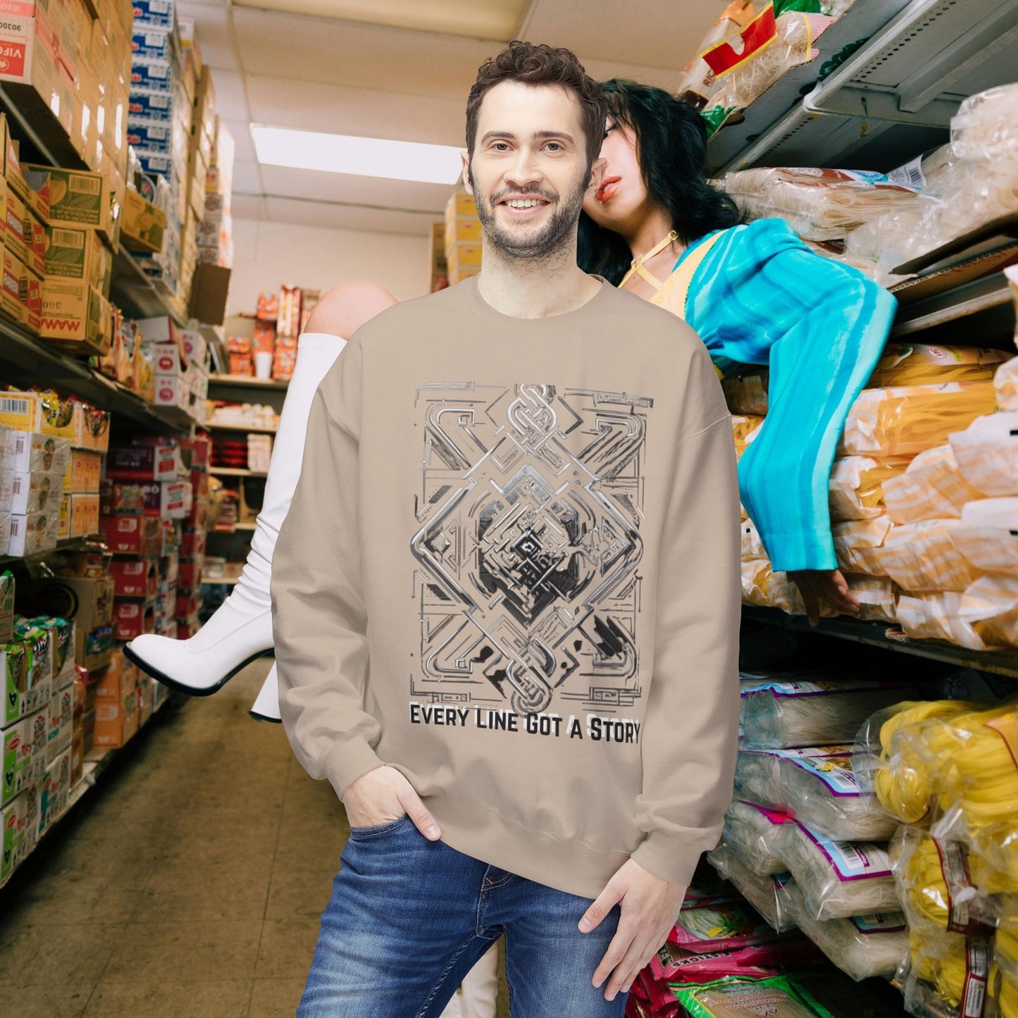 Every Line Got A Story Sweatshirt | Unisex Fleece Crewneck, Cozy Pullover, Artistic Gift, Casual Layer, Everyday Wear