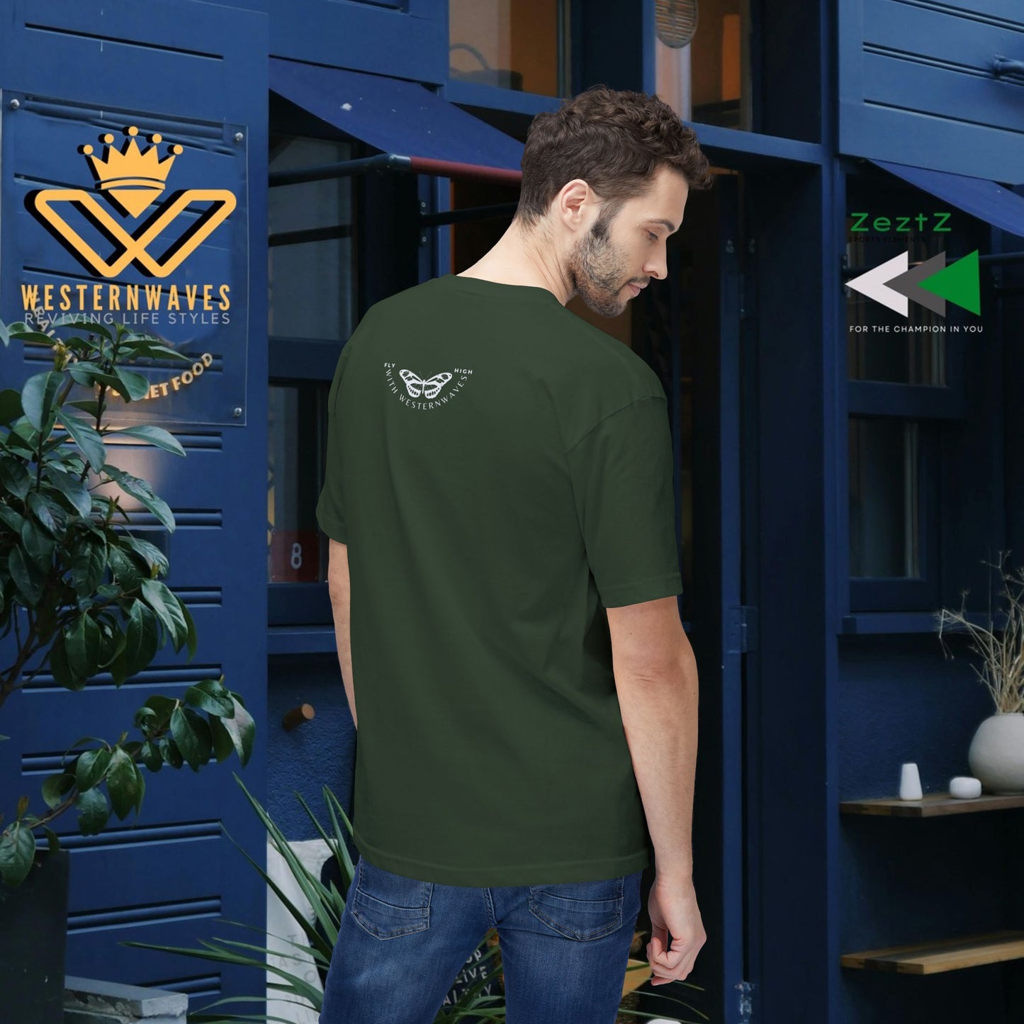 Unisex Midweight T-shirt, Made in USA_ N+ Series UMTS PT2WW007_ Limited Edition Design by WesternWaves:
