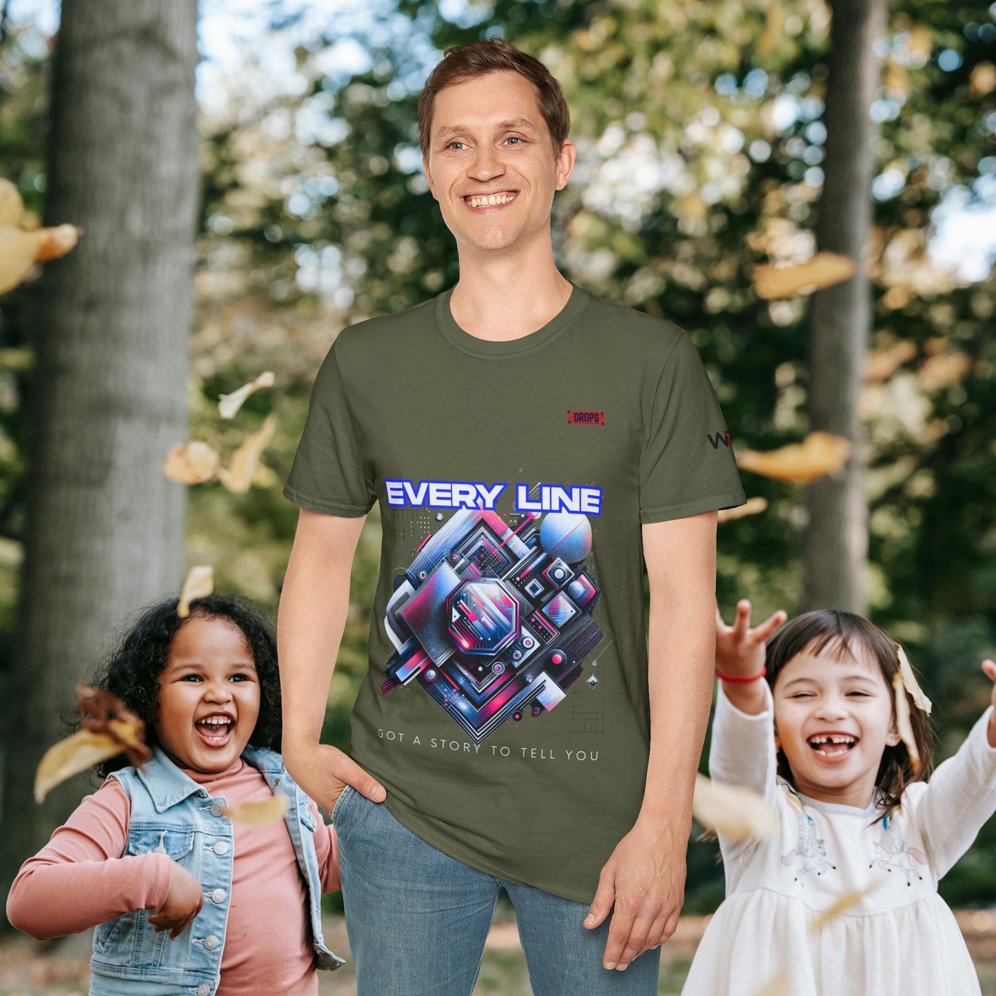 Every Line Graphic Unisex Softstyle T-Shirt | Retro Art Tee, Casual Wear, Gift for Art Lovers, Streetwear, Everyday Style