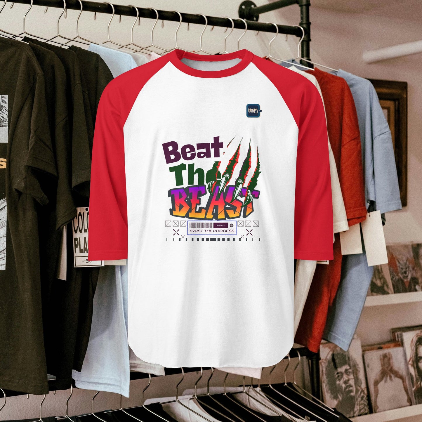Beat the Beast Unisex Raglan Shirt - Retro Style, Perfect for Music Lovers and Casual Wear_ 19 April 2025_ 004