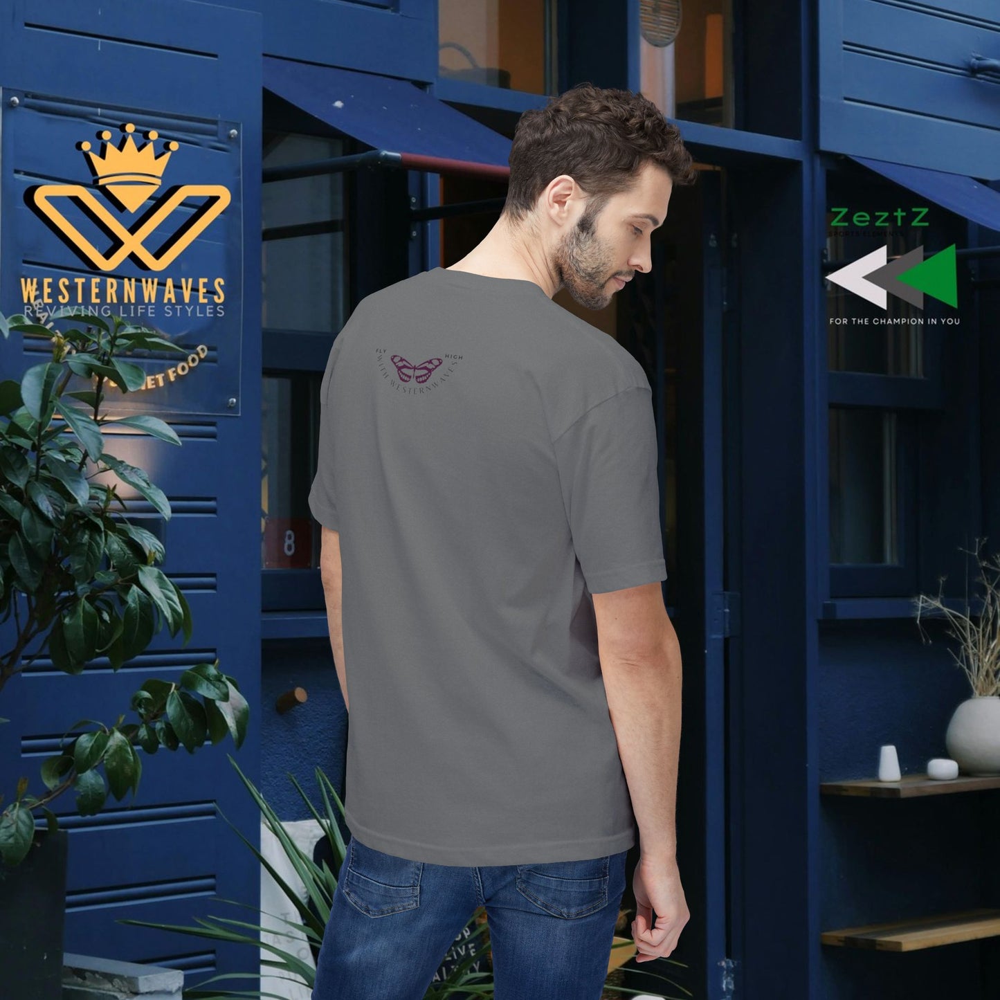 Unisex Midweight T-shirt, Made in USA_ N+ Series UMTS PT2WW007_ Limited Edition Design by WesternWaves: