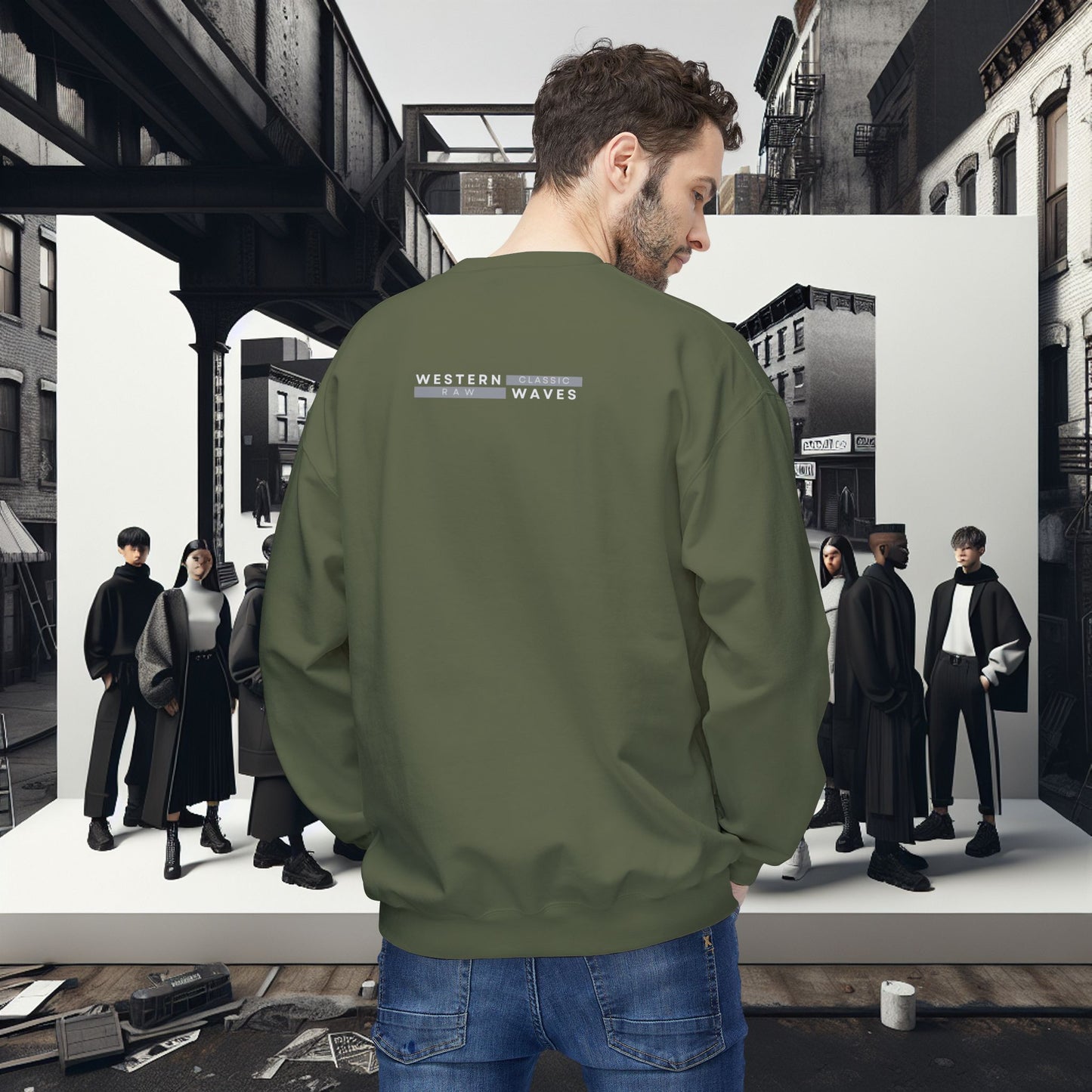 Urban Nomad Fleece Crewneck Sweatshirt_ UWD 0027_ | Cozy Streetwear Style, Perfect for Travel, Gifts, Fall & Winter Layers, Graphic Pullover