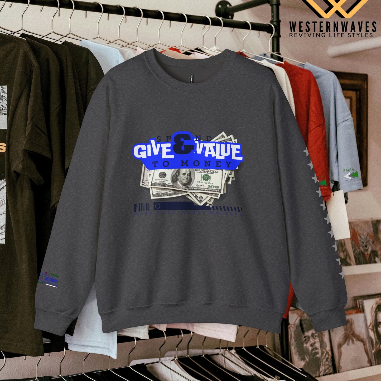 Unisex Heavy Blend™ Crewneck Sweatshirt_ N3+ Series UHBCSS PT2WW036_ Limited Edition Pure Luxury By WesternWaves: