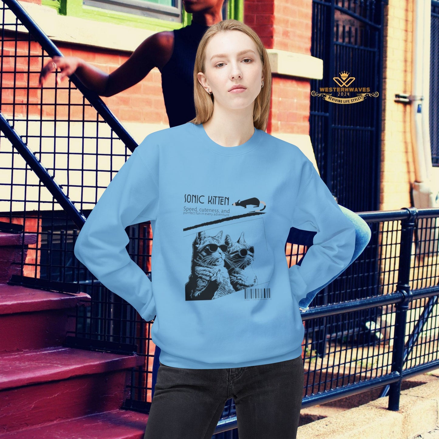 Unisex Midweight Fleece Crewneck Sweatshirt_ N3+ Series UXMWFCS PT2WW015_ WesternWaves Signature Limited Edition: