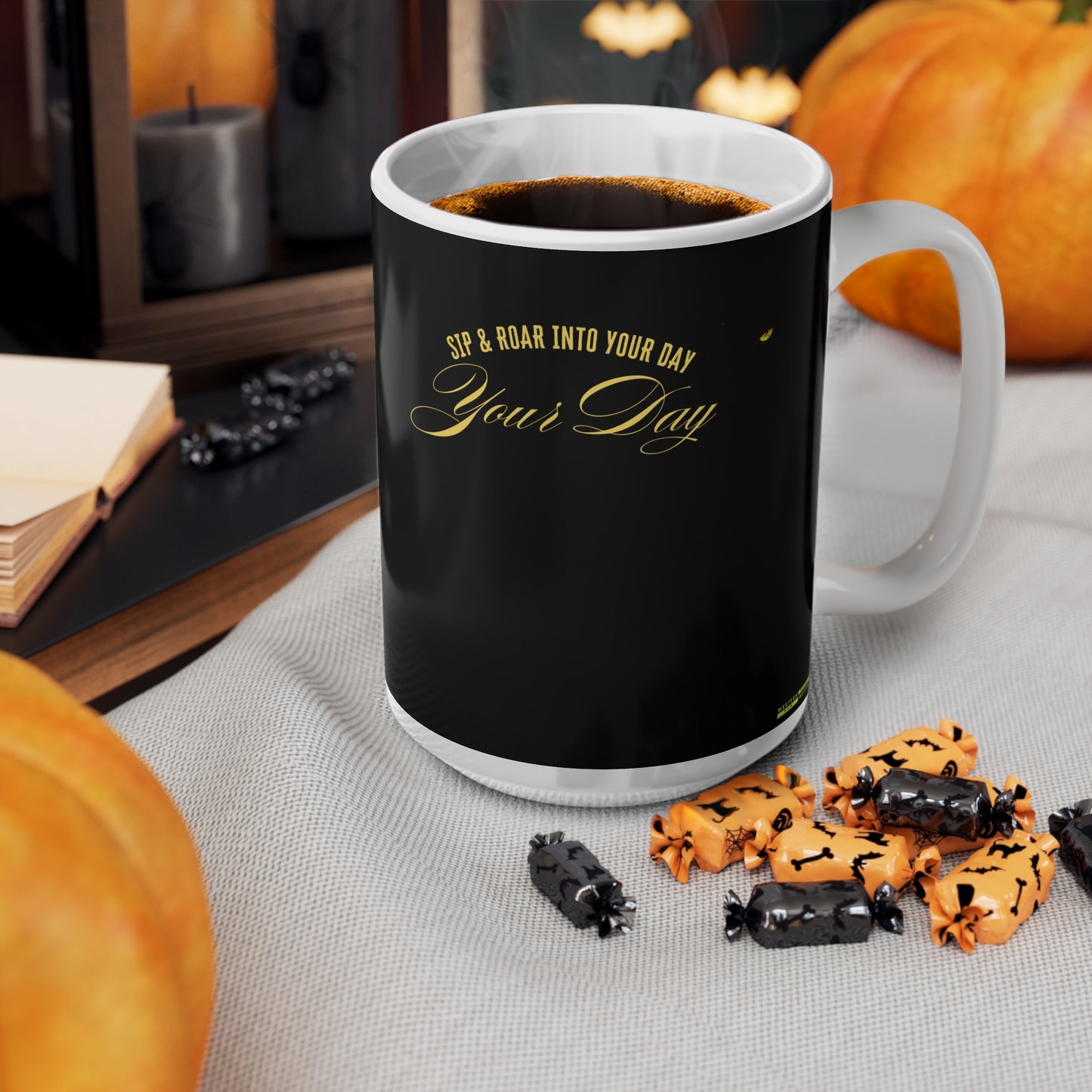 Motivational Ceramic Coffee Mug - Sip & Roar Into Your Day - 11oz & 15oz_30 April 2025_ 002