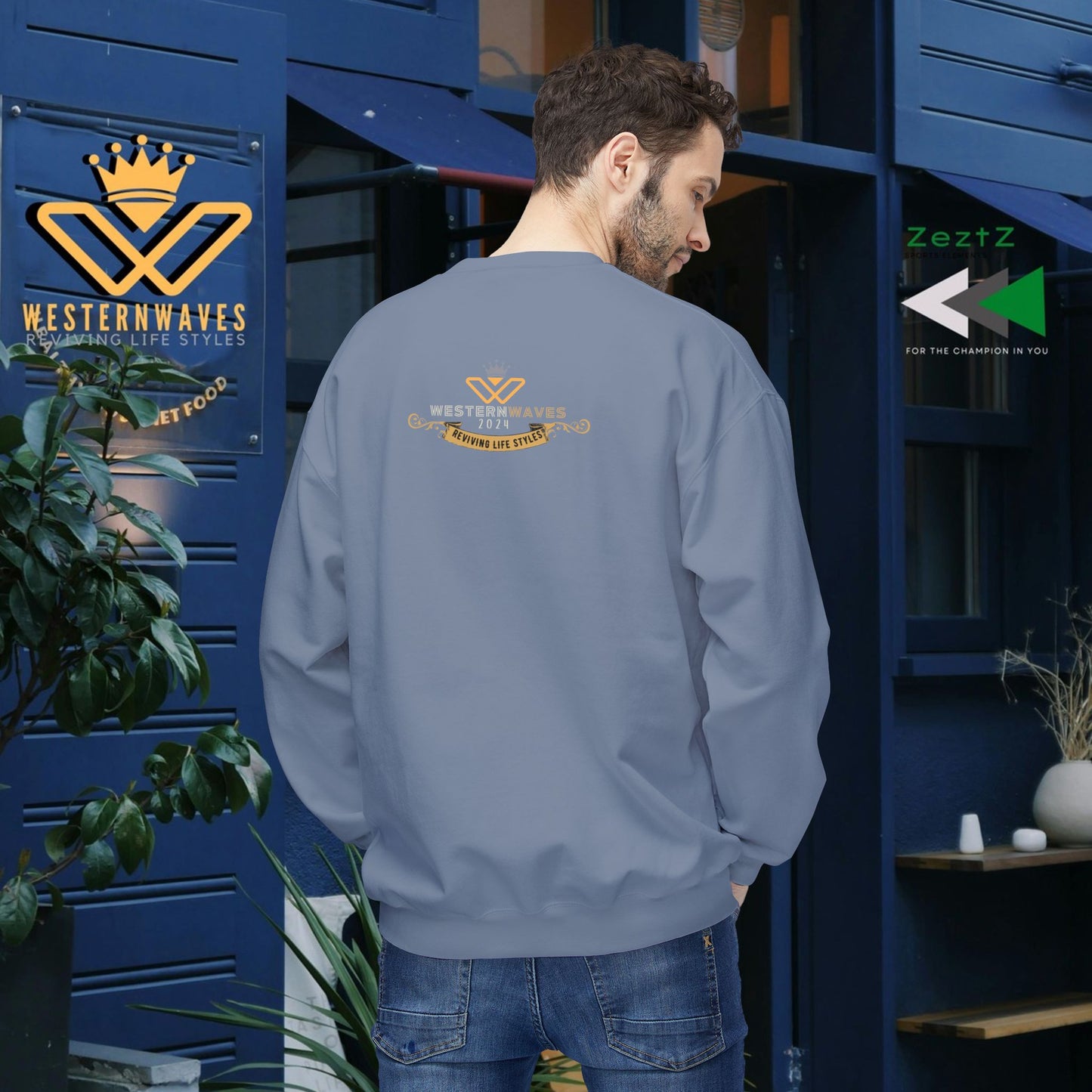 Unisex Midweight Fleece Crewneck Sweatshirt_ N3+ Series UXMWFCS PT2WW015_ WesternWaves Signature Limited Edition: