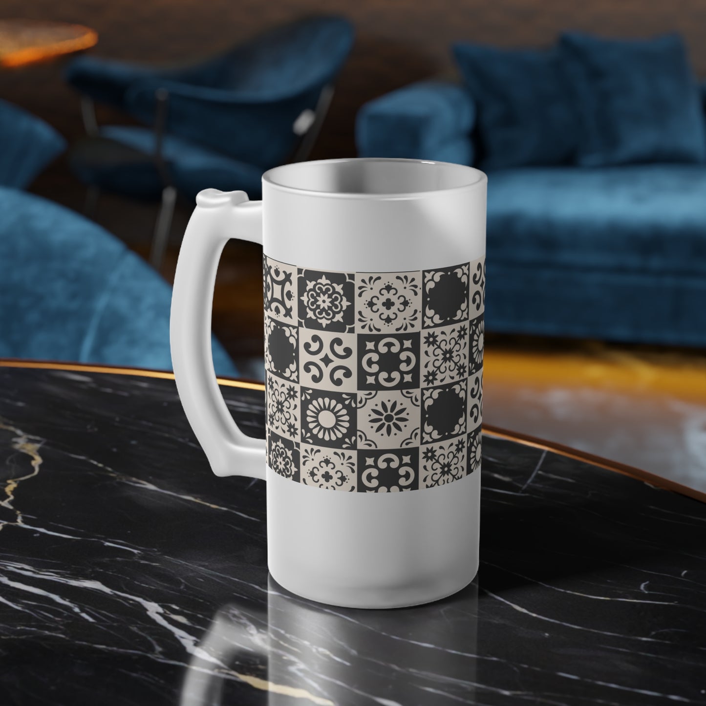 Frosted Glass Beer Mug_ Stylish Sipping Essential_ N2 Series FGBM PT2WW003_ Limited Edition by WesternWaves