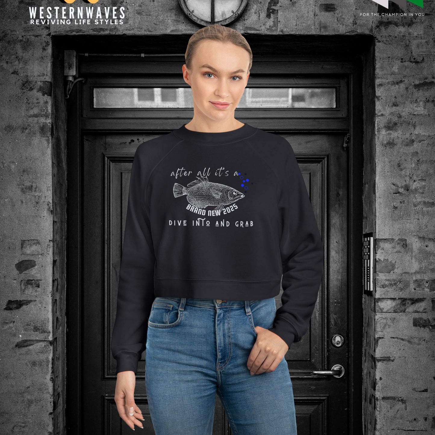 Women's Cropped Fleece Pullover_ N3+ Series WCFPOH PT2WW002_ Limited Edition High-quality Composition Product by WesternWaves: