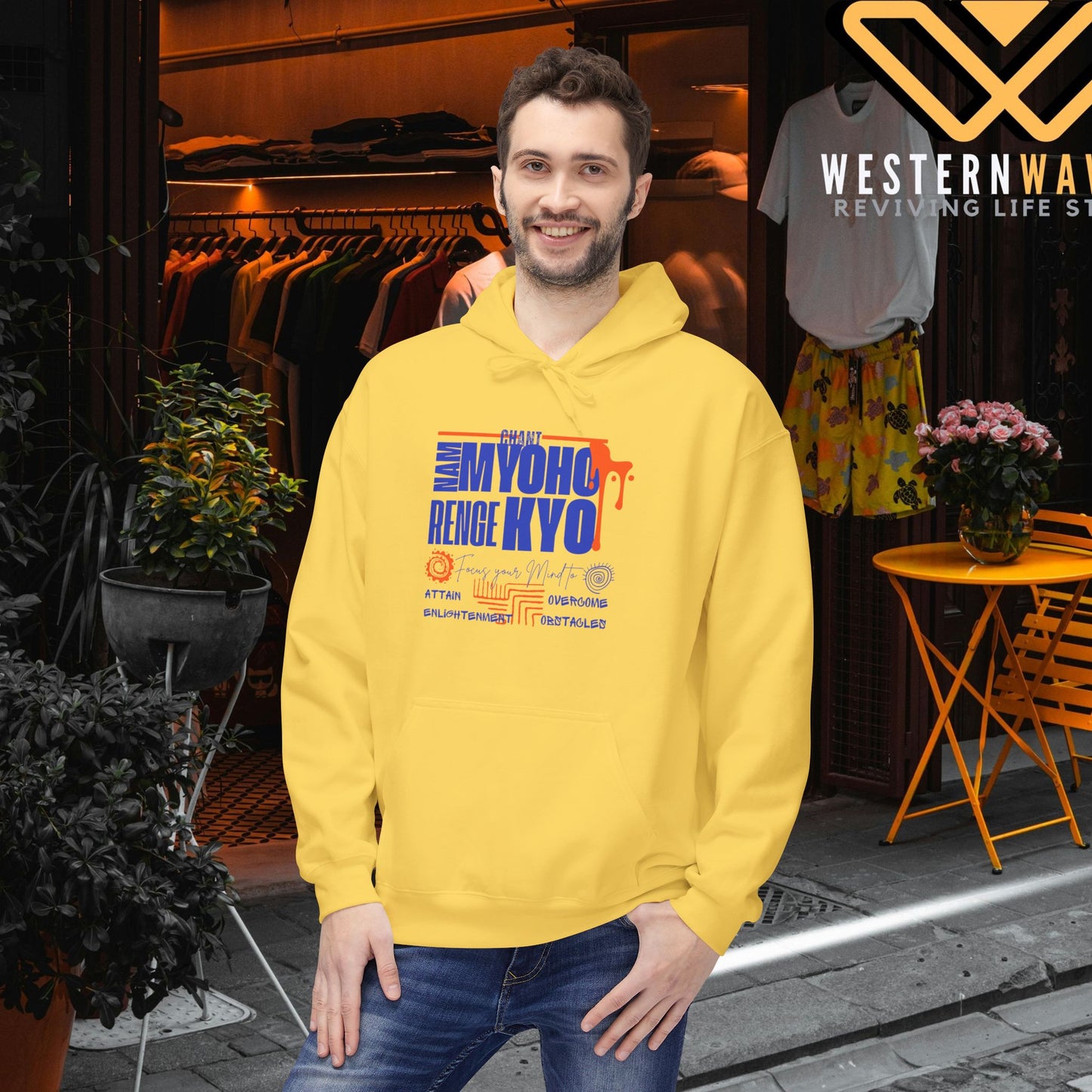 Unisex Midweight Softstyle Fleece Hoodie_ N3+ Series USMWSSFH PT2WW003_ Limited Edition Luxuriously Soft 100% Cotton Face by WesternWaves: