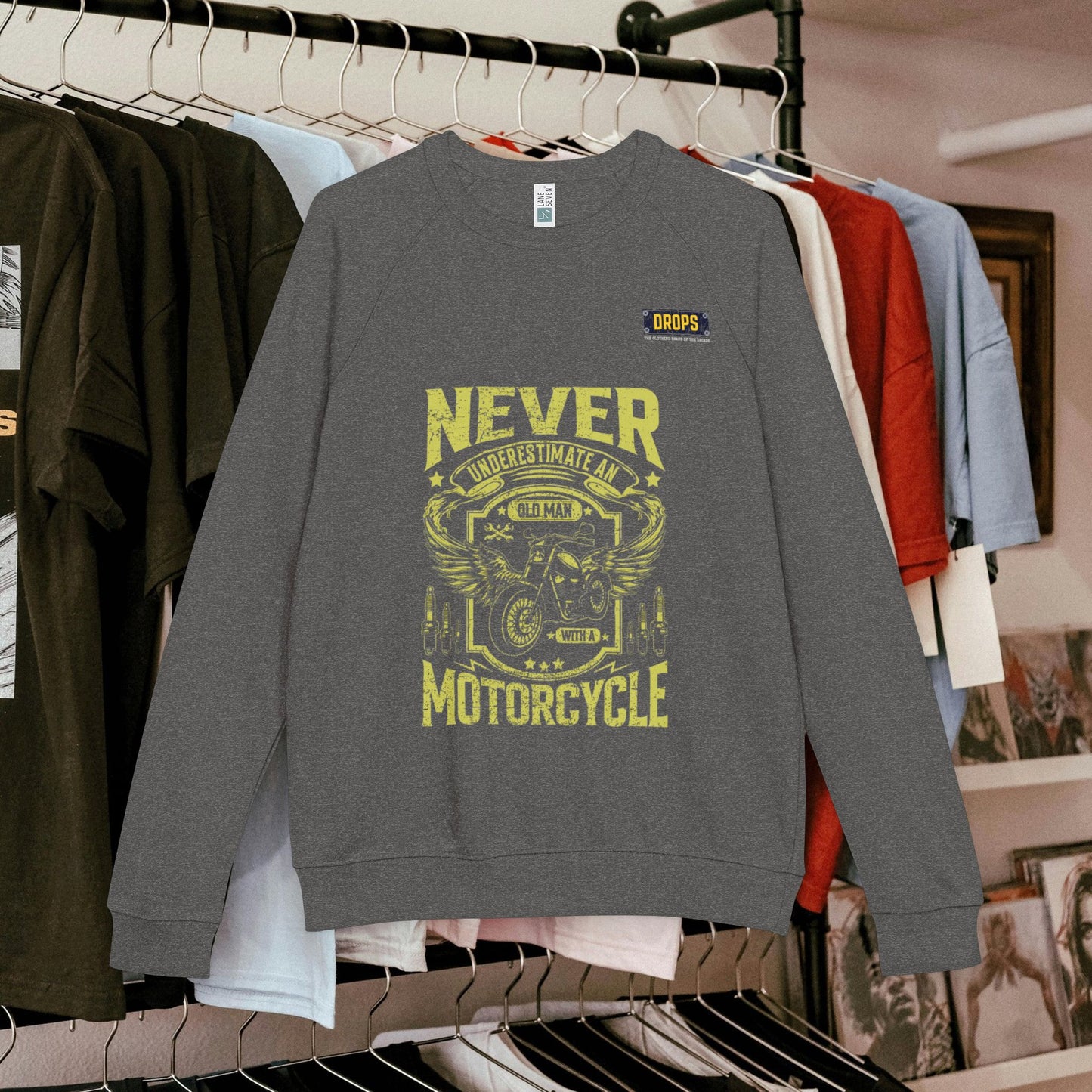 Unisex French Terry Raglan Crewneck_ 29 June 2025_ Limited Edition Vintage Motorcycle Apparel by WesternWaves: