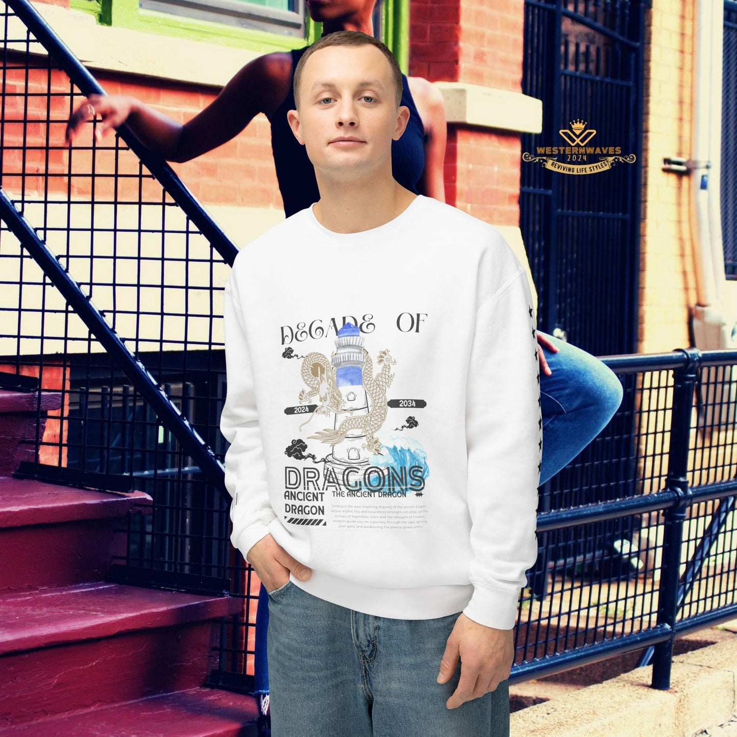 Unisex Lightweight Crewneck Sweatshirt_ N3+ Series ULWCSS PT2WW013_ Limited Edition Conscious Fashion Collaboration by WesternWaves: