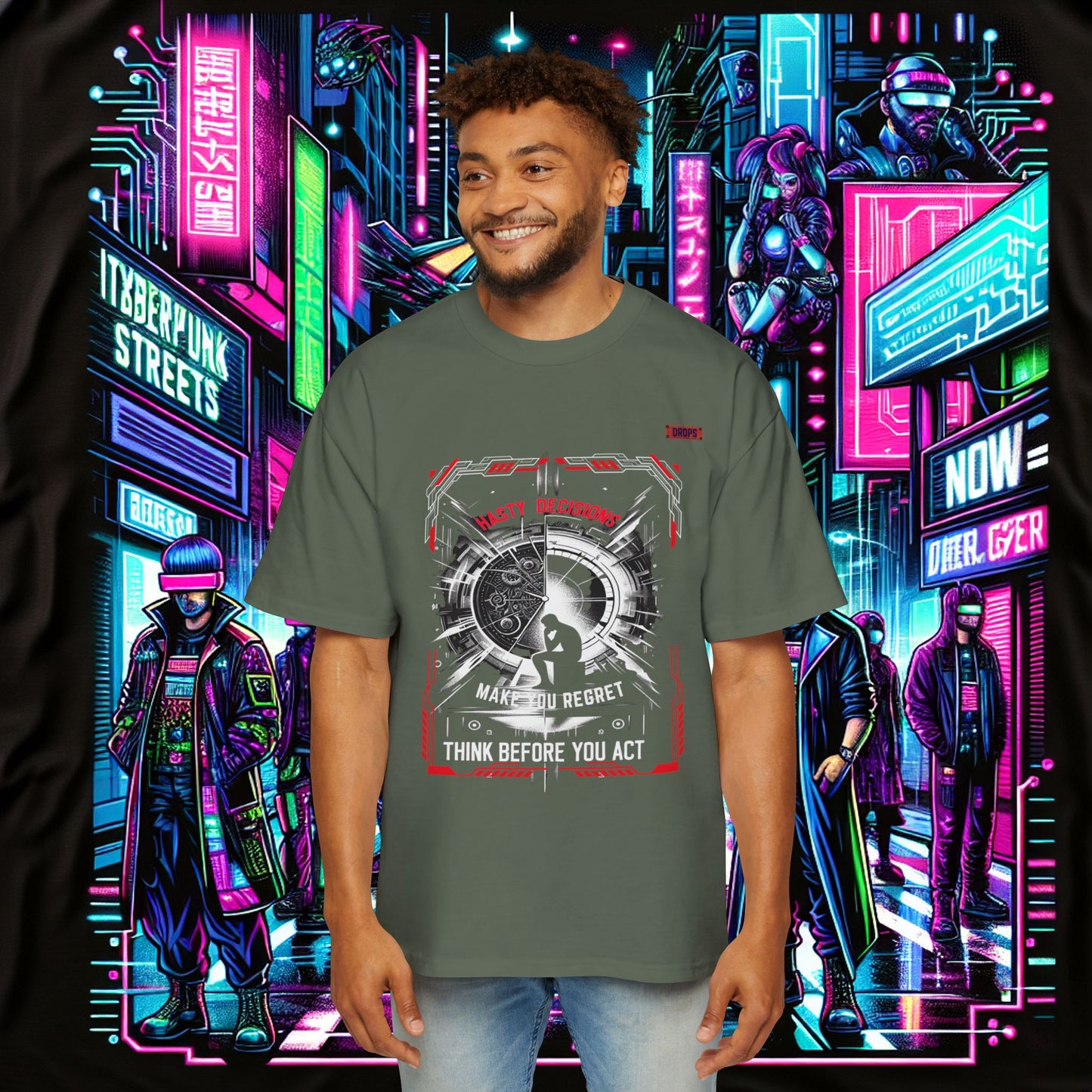 Men's Oversized Graphic Tee_ Series N8+ MENSOSGTEE PT2WW001_ Series SHD 008_ Limited Edition Unique Casual Wear by WesternWaves: