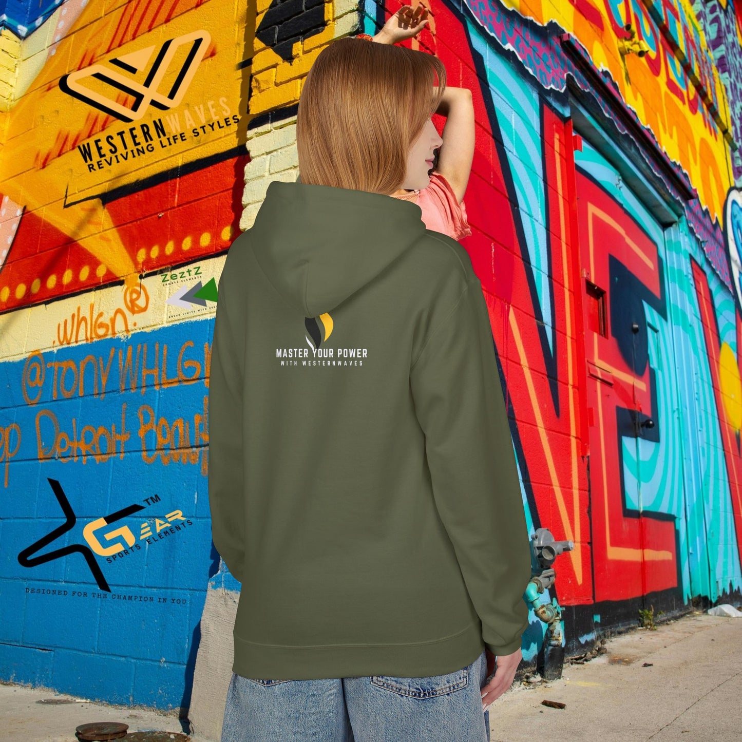 Unisex Midweight Softstyle Fleece Hoodie_ N3+ Series USMWSSFH PT2WW002_ Limited Edition Luxuriously Soft 100% Cotton Face by WesternWaves:
