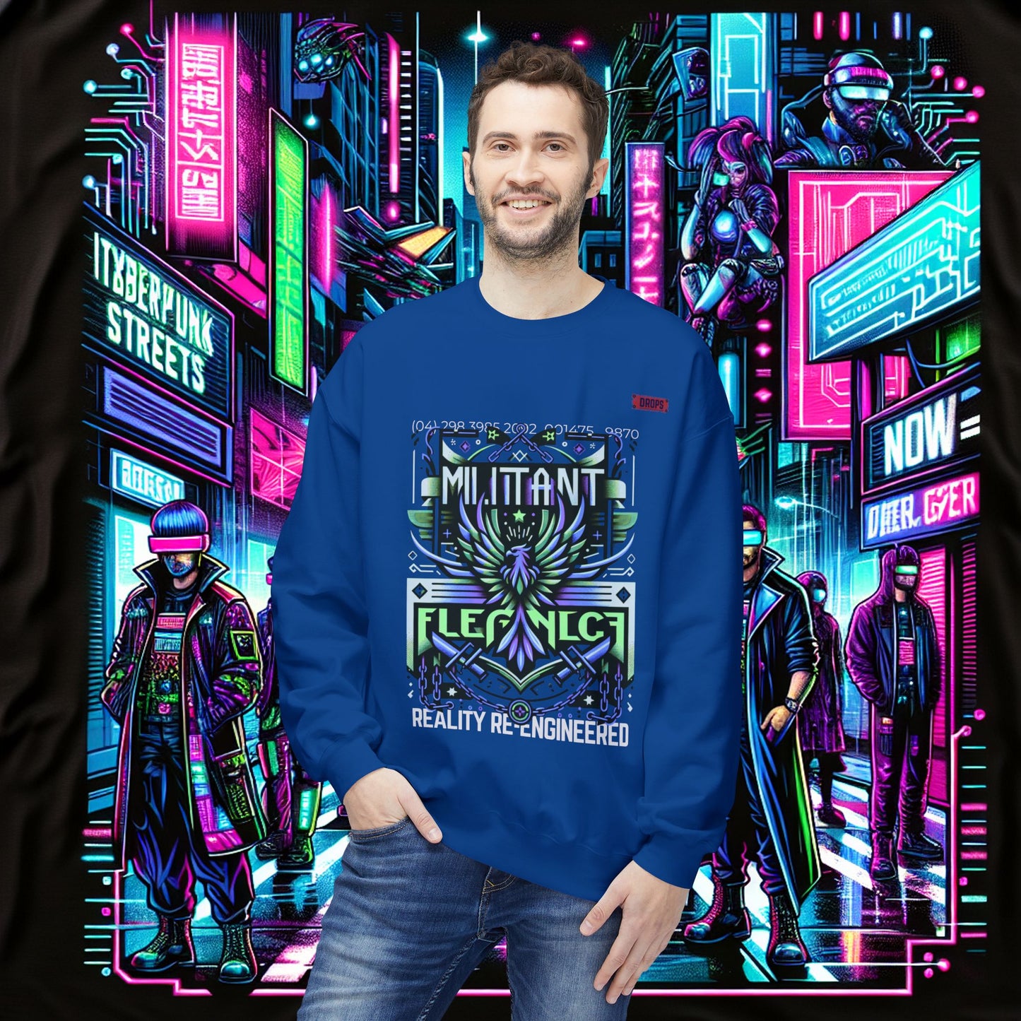 Unisex Midweight Softstyle Fleece Crewneck Sweatshirt_ Series N8+ USMWSSFCNSS PT2WW001_ UWD 0027_ Limited Edition Graphic Pullover by WesternWaves: