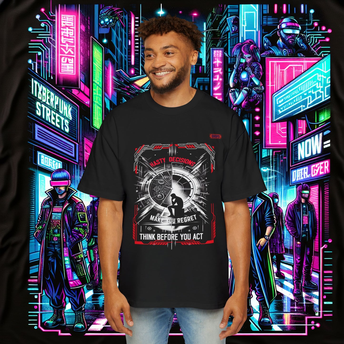 Men's Oversized Graphic Tee_ Series N8+ MENSOSGTEE PT2WW001_ Series SHD 008_ Limited Edition Unique Casual Wear by WesternWaves: