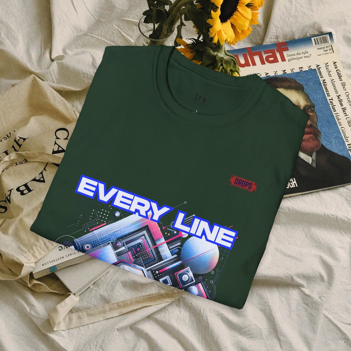 Every Line Graphic Unisex Softstyle T-Shirt | Retro Art Tee, Casual Wear, Gift for Art Lovers, Streetwear, Everyday Style