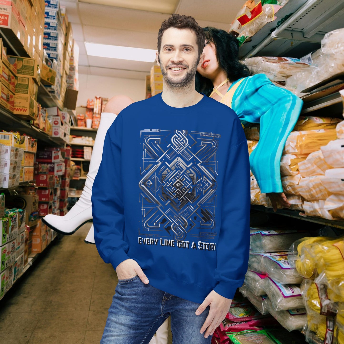 Every Line Got A Story Sweatshirt | Unisex Fleece Crewneck, Cozy Pullover, Artistic Gift, Casual Layer, Everyday Wear