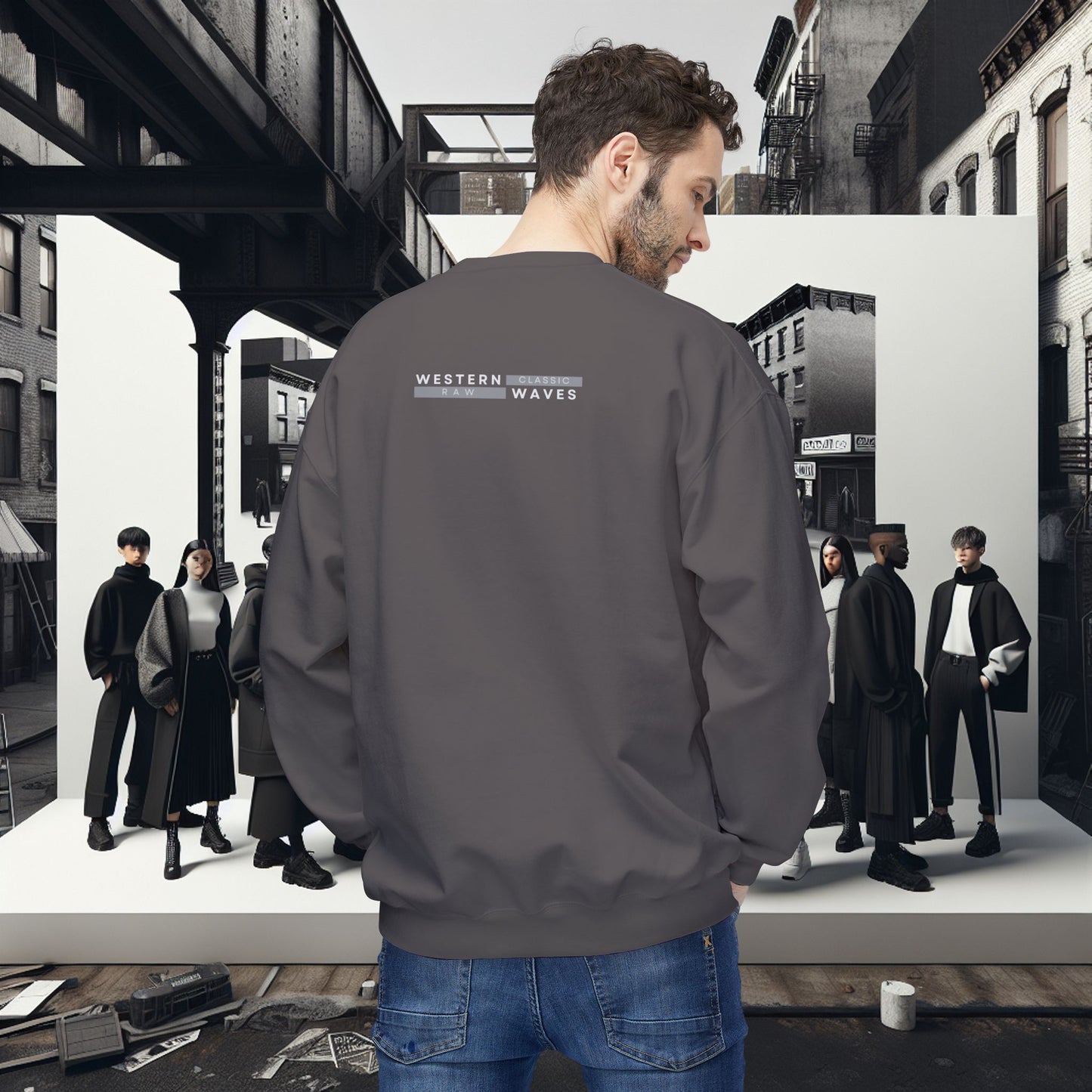 Urban Nomad Fleece Crewneck Sweatshirt_ UWD 0027_ | Cozy Streetwear Style, Perfect for Travel, Gifts, Fall & Winter Layers, Graphic Pullover