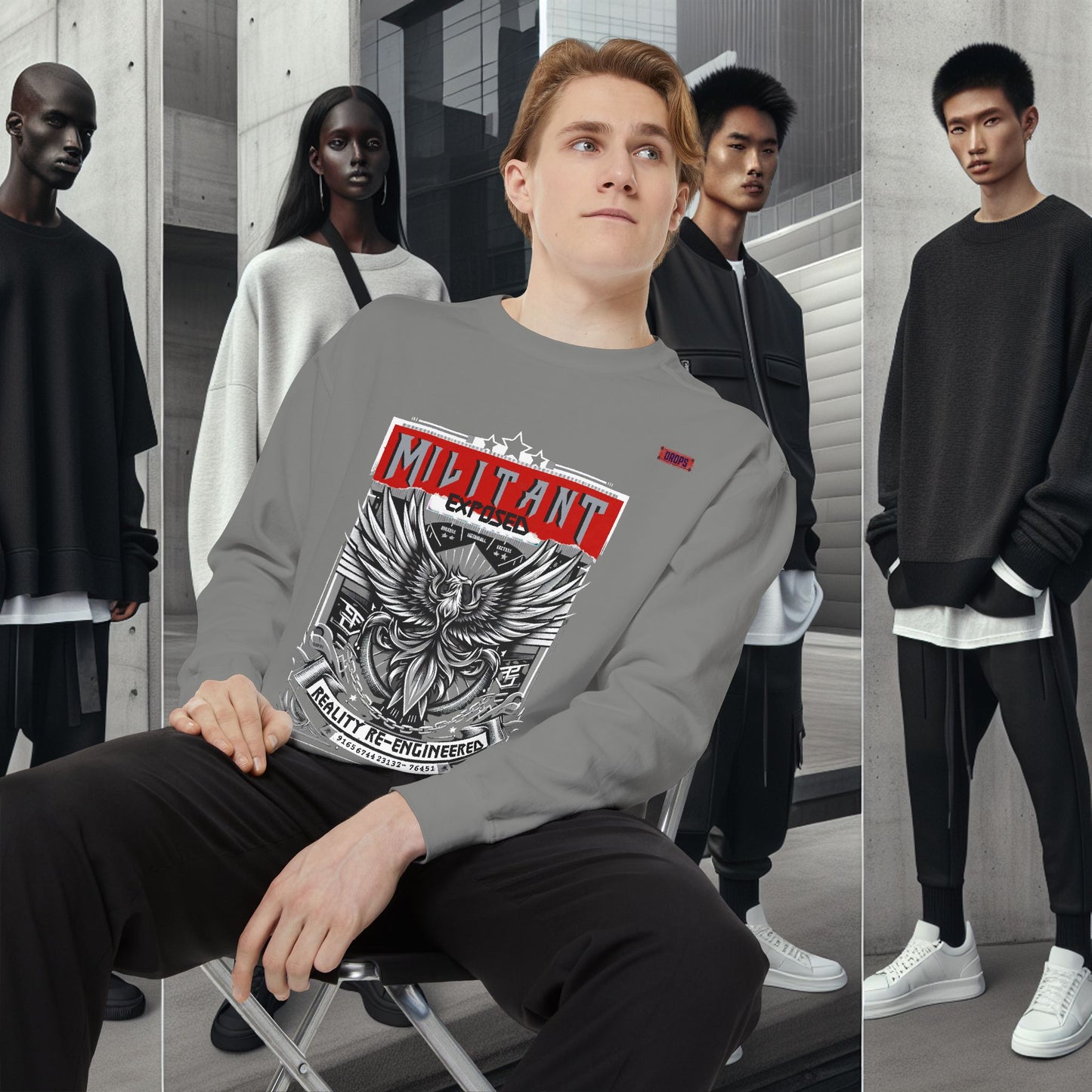 Unisex Garment-Dyed Sweatshirt_ N8+ Series SPW USMWSSFCNSS PT2WW001_ Limited Edition by WesternWaves: