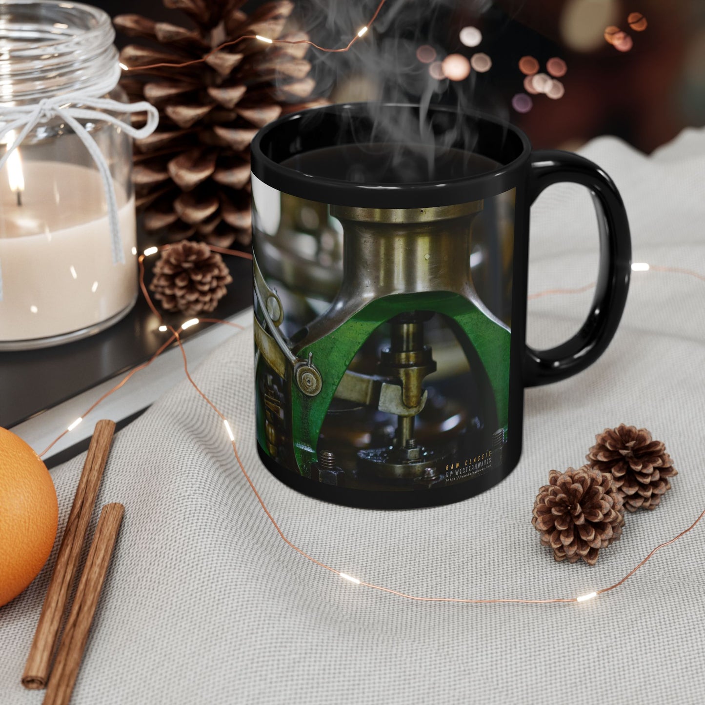 Black Ceramic Mug (11oz & 15oz) – N3+ Series BCMUG11&15 PT2WW001_ Limited Edition Your Perfect Sip by WesternWaves:
